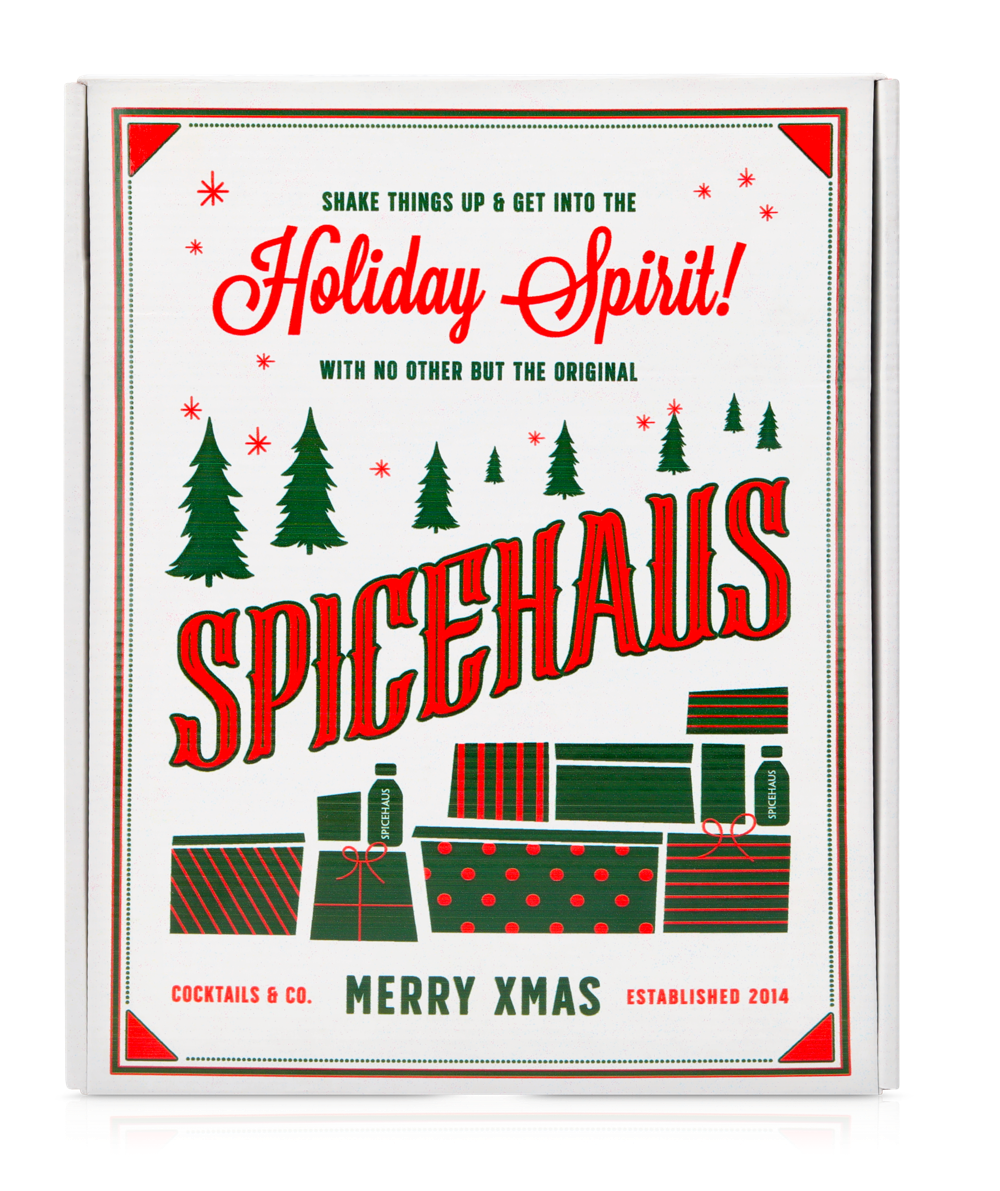 Merry Christmas box: Spicehaus - Negroni 200 ml, Gin Lychee and Roses 200 ml, Gin Raspberry Mule 200 ml, Cherry Whiskey Sour 200 ml, Spicy Passion Fruit Margarita 200 ml, Espresso Martini 200 ml
