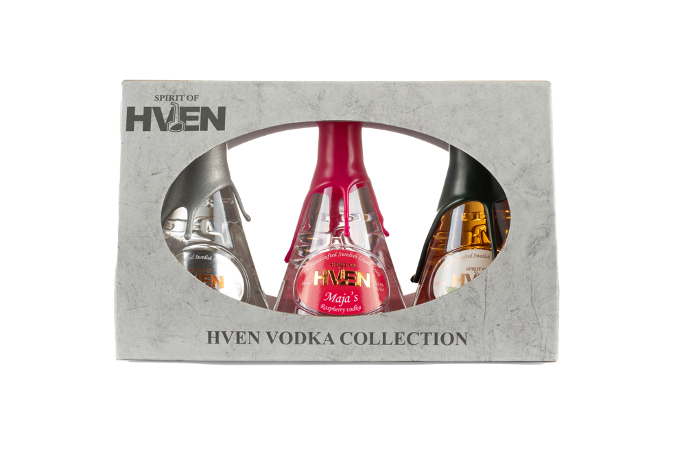 Spirit of Hven Vodka Collection: Spirit of Hven Organic Vodka, Spirit of Hven Majas Raspberry Vodka, Spirit of Hven Blackcurrant Vodka