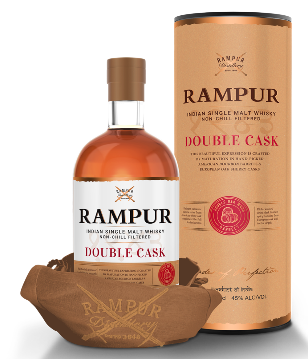 Double cask with canister: Rampur Double Cask Indian Single Malt Whisky, Double cask canister