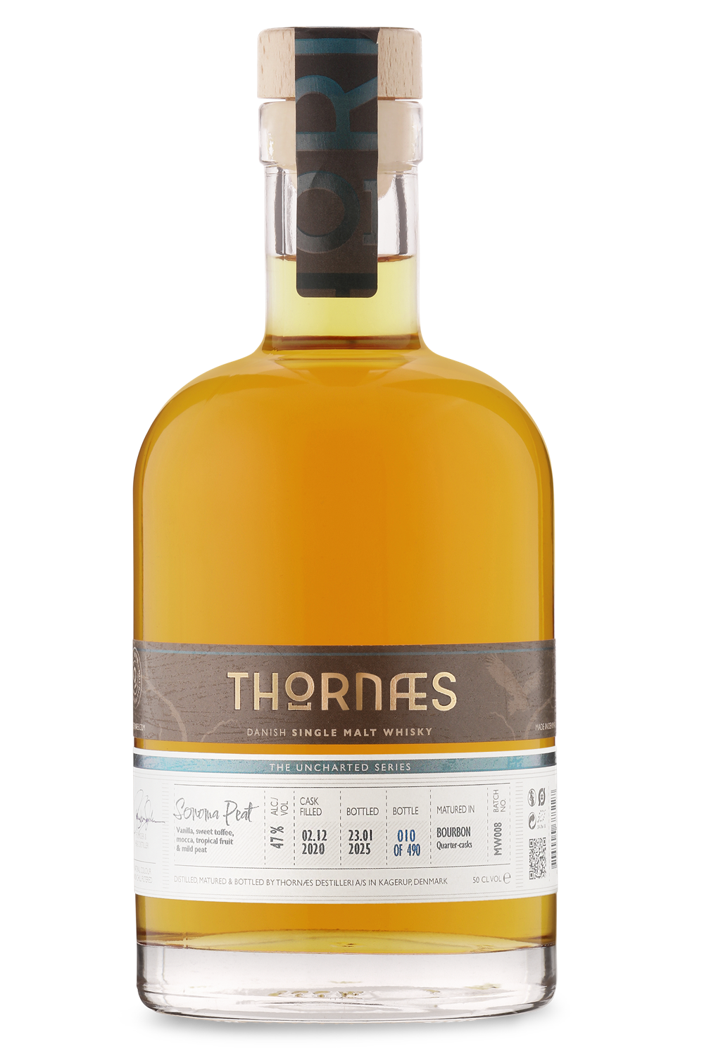 Thornæs Danish Whisky: Single Malt - Sonoma Peat 47.0% 0.5L, Spirits