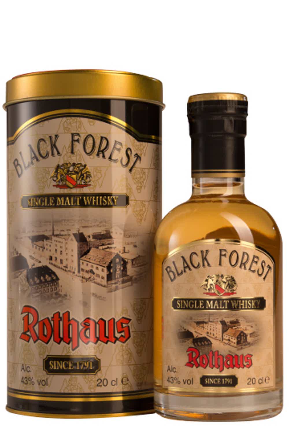 Black Forest Rothaus Single Malt Whisky 0,2l 43.0% 0.2L, Spirits