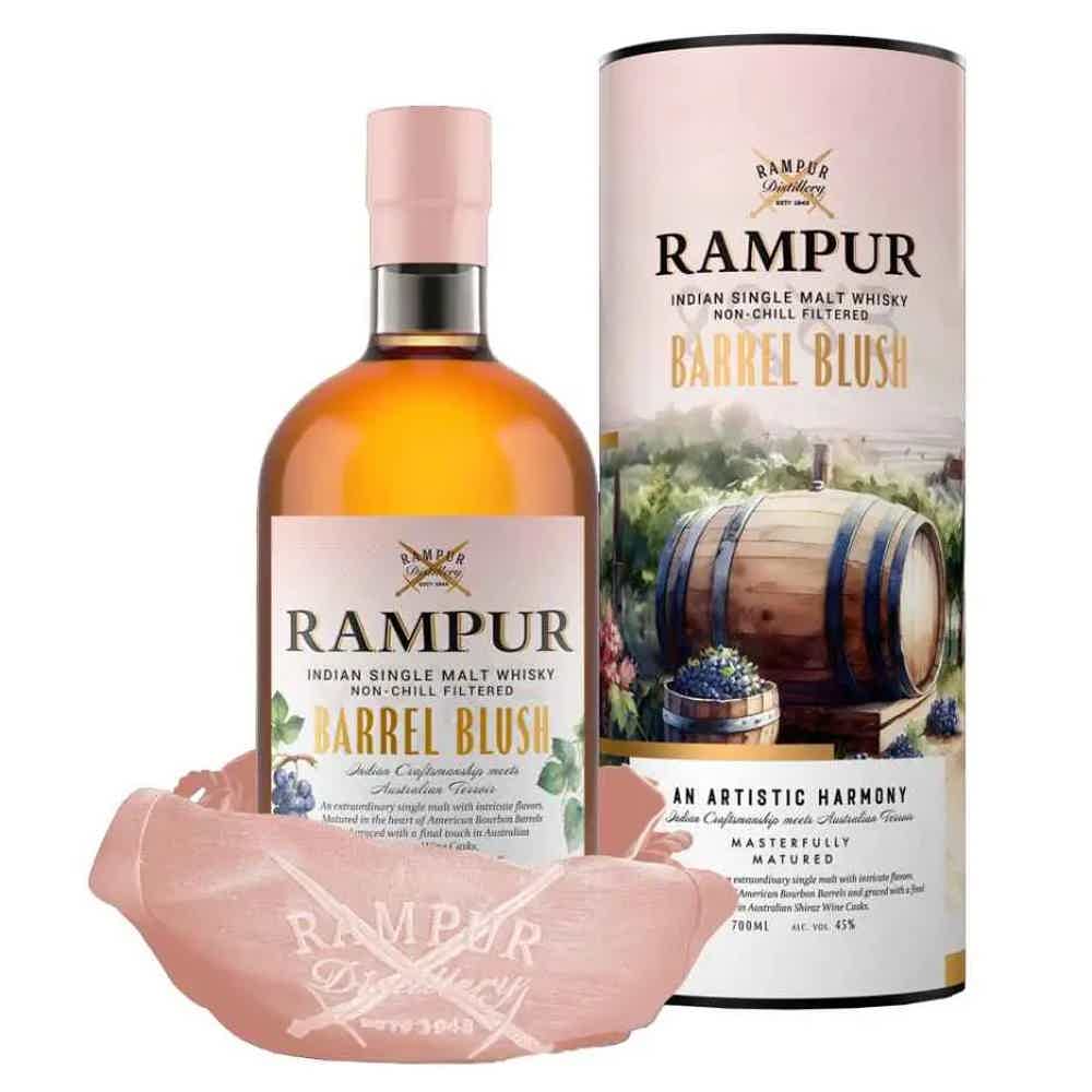 Rampur Barrel Blush Indian Single Malt Whisky + giftbox 45.0% 0.7L, Spirits