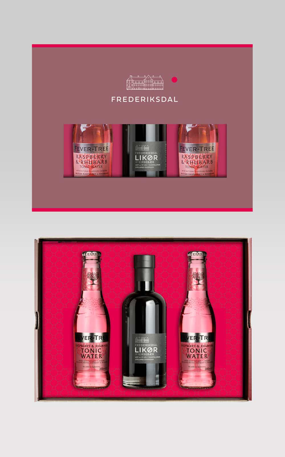 FREDERIKSDAL COCKTAIL GIFT BOX: Fever-Tree Raspberry & Rhubarb Tonic, small, Frederiksdal Likør small