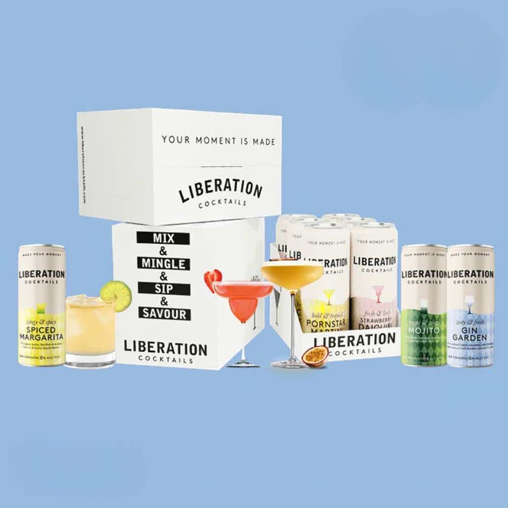 6 Can Cocktail Taster Pack: Espresso Martini 200ml can, Gin Garden 200ml can, Mojito 200ml can, Pornstar Martini 200ml can, Spiced Margarita 200ml can, Strawberry Daiquiri 200ml can