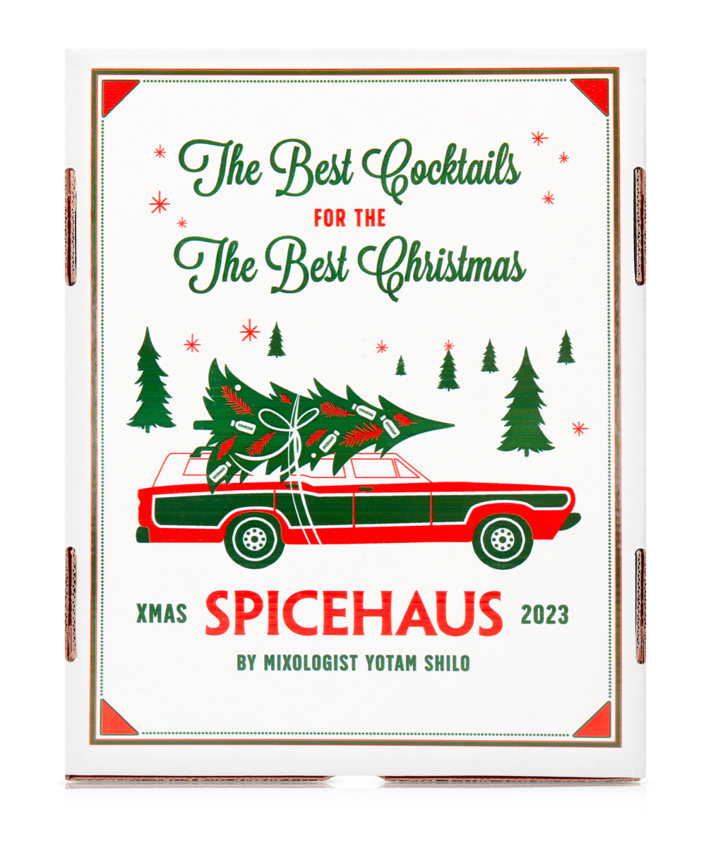 Merry Christmas box: Spicehaus - Negroni 200 ml, Gin Lychee and Roses 200 ml, Gin Raspberry Mule 200 ml, Cherry Whiskey Sour 200 ml, Spicy Passion Fruit Margarita 200 ml, Espresso Martini 200 ml