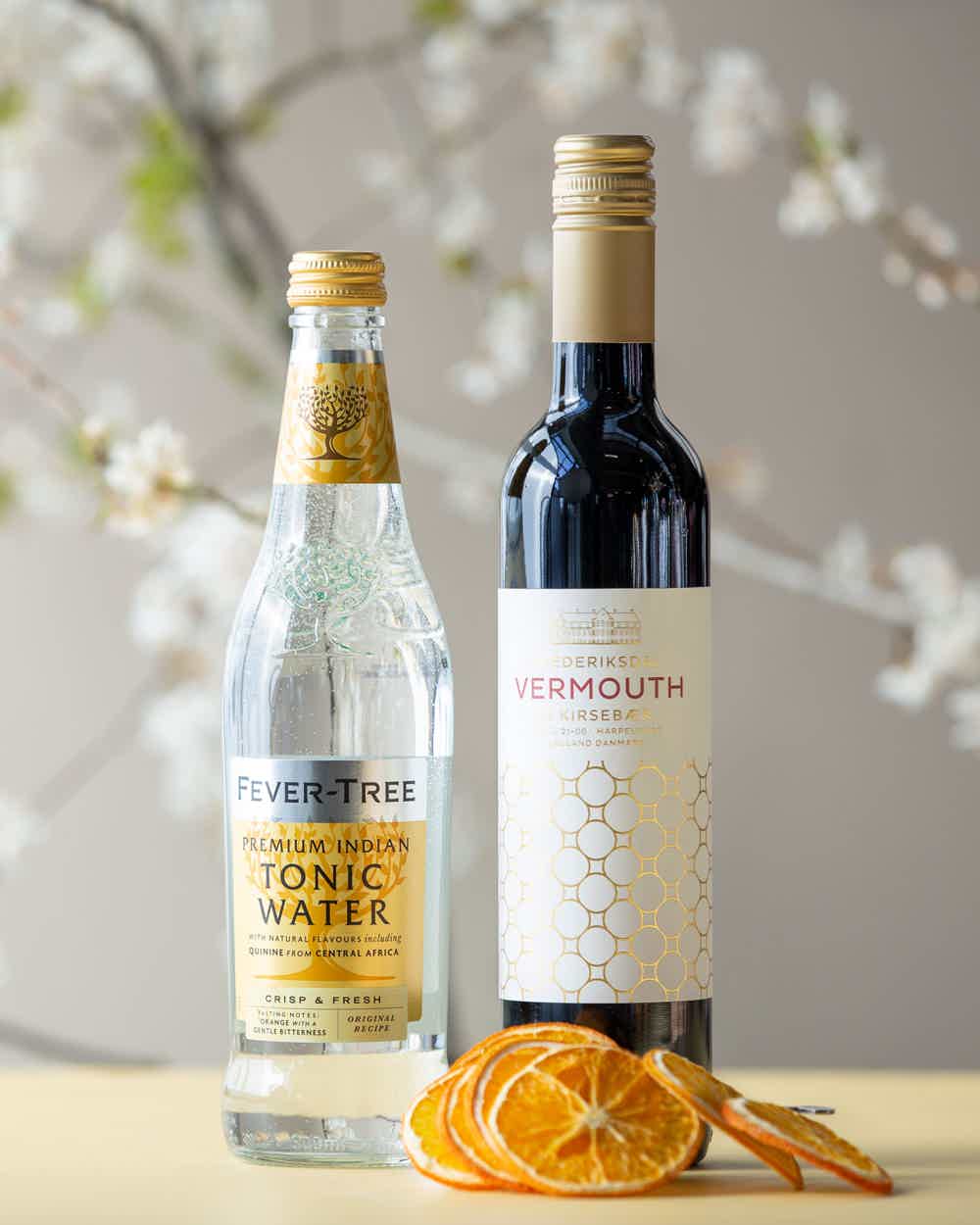 FREDERIKSDAL CHERRY SPRITZ - COCKTAIL: Fever-Tree premium indian Tonic, FREDERIKSDAL VERMOUTH