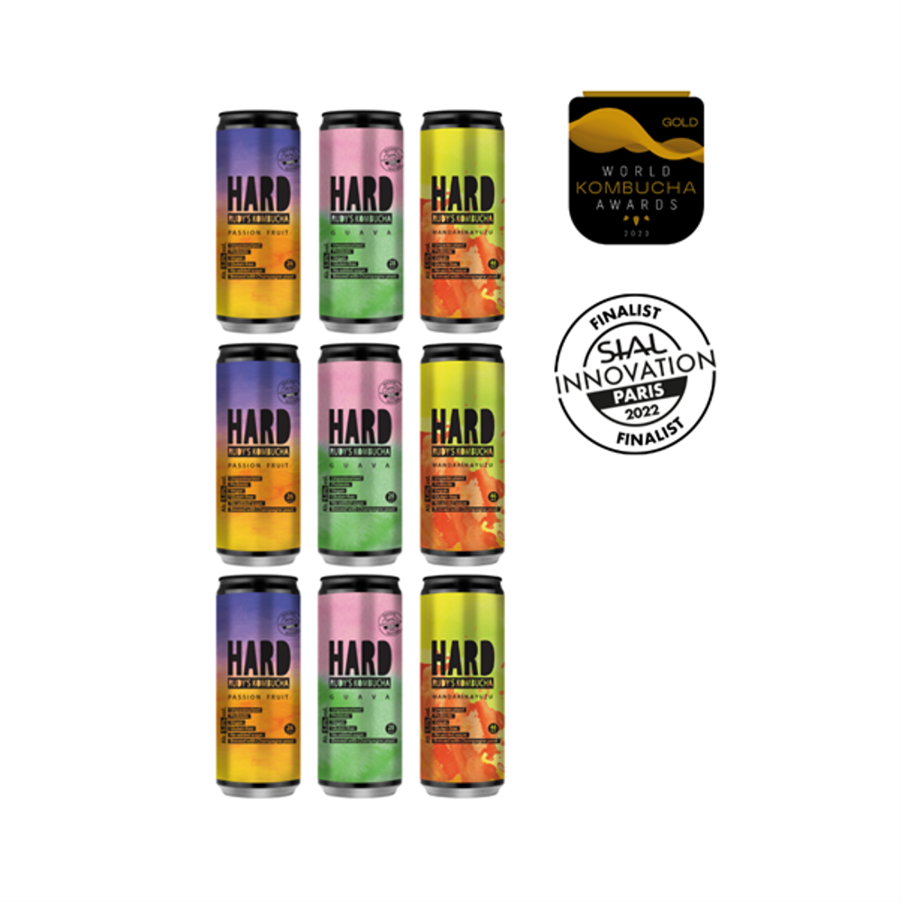 HARD KOMBUCHA SET (9 X 330ML): HARD PASSION FRUIT, HARD MANDARIN & YUZU, HARD GUAVA