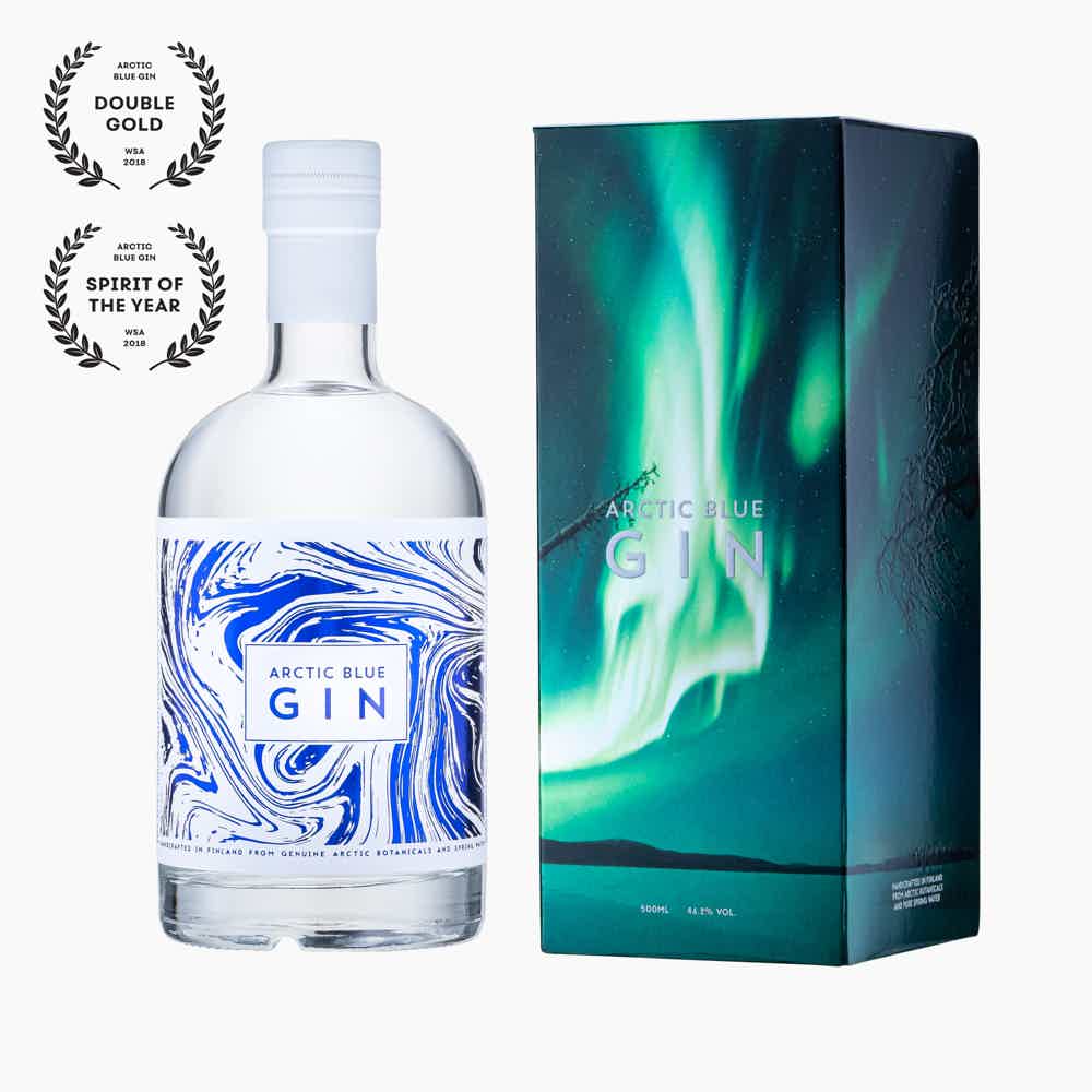 Arctic Blue Gin 46,2% Gift Box: Arctic Blue Gin 46,2%, BOX for Arctic Blue Beverages GIN gift box