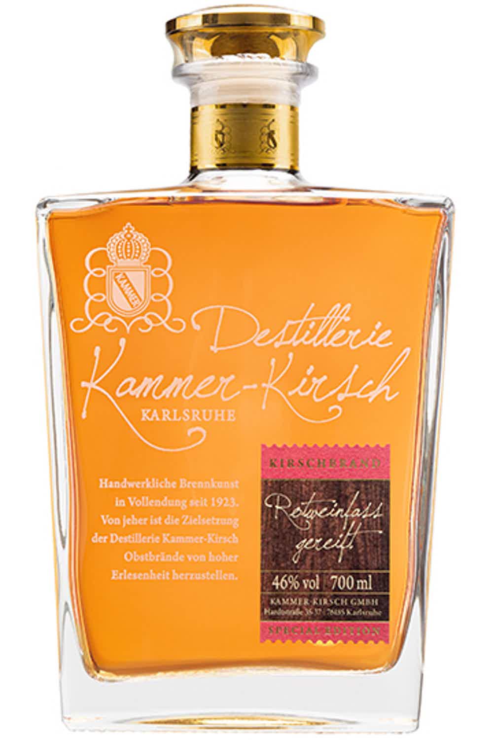 Gourmet Kirschbrand Rotweinfass gereift (Fruit Brandy from Cherries aged in Red Wine Cask) 46.0% 0.7L, Spirits