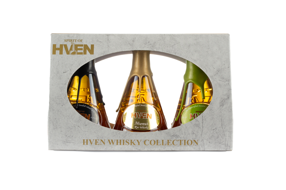 Spirit of Hven Whisky Collection: Spirit of Hven Tycho´s Star Single Malt Whisky, Spirit of Hven MerCurious Corn Whisky, Spirit of Hven Hvenus Rye Whisky