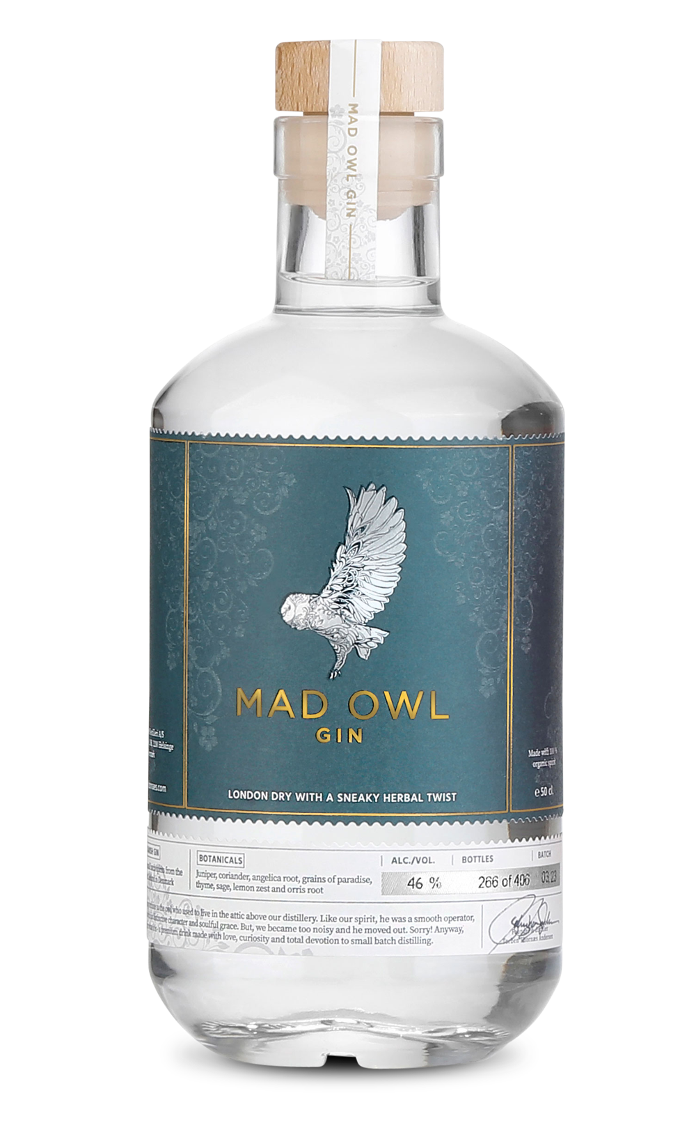 MAD OWL GIN - LONDON DRY 46.0% 0.5L, Spirits
