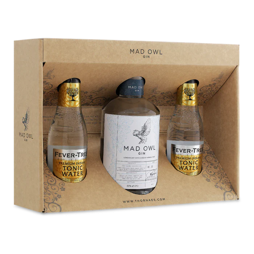 Thornæs London Dry Giftpack: MAD OWL GIN - LONDON DRY, Fever tree Premium Indian Tonic, Card board