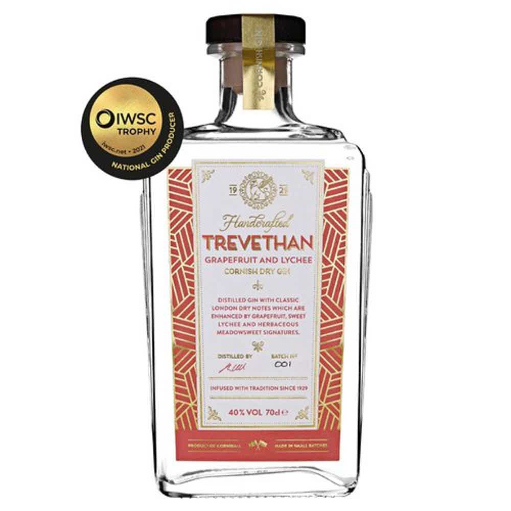 TREVETHAN GRAPEFRUIT AND LYCHEE CORNISH GIN 70CL 40.0% 0.7L, Spirits