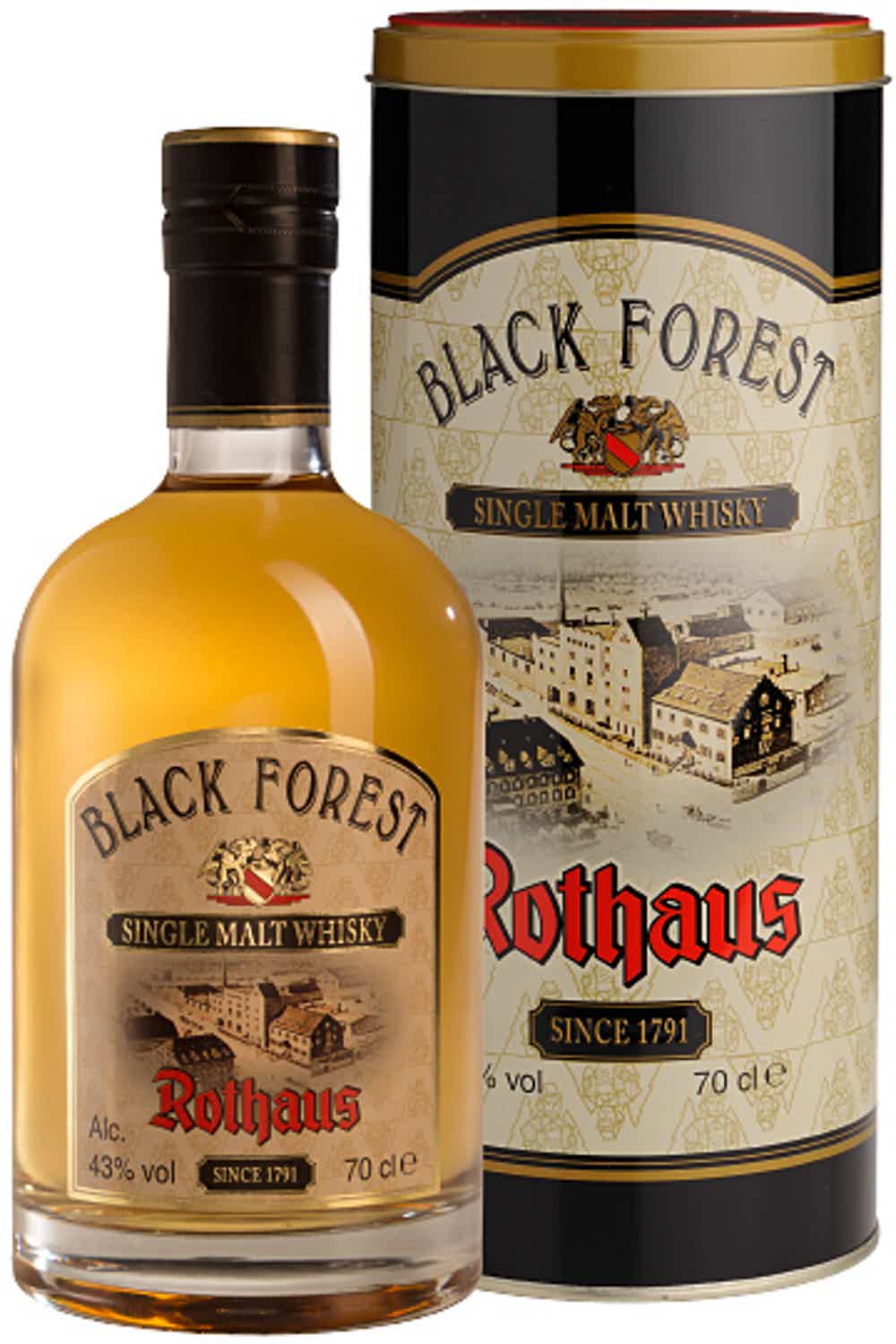 Black Forest Rothaus Single Malt Whisky 0,7l 43.0% 0.7L, Spirits
