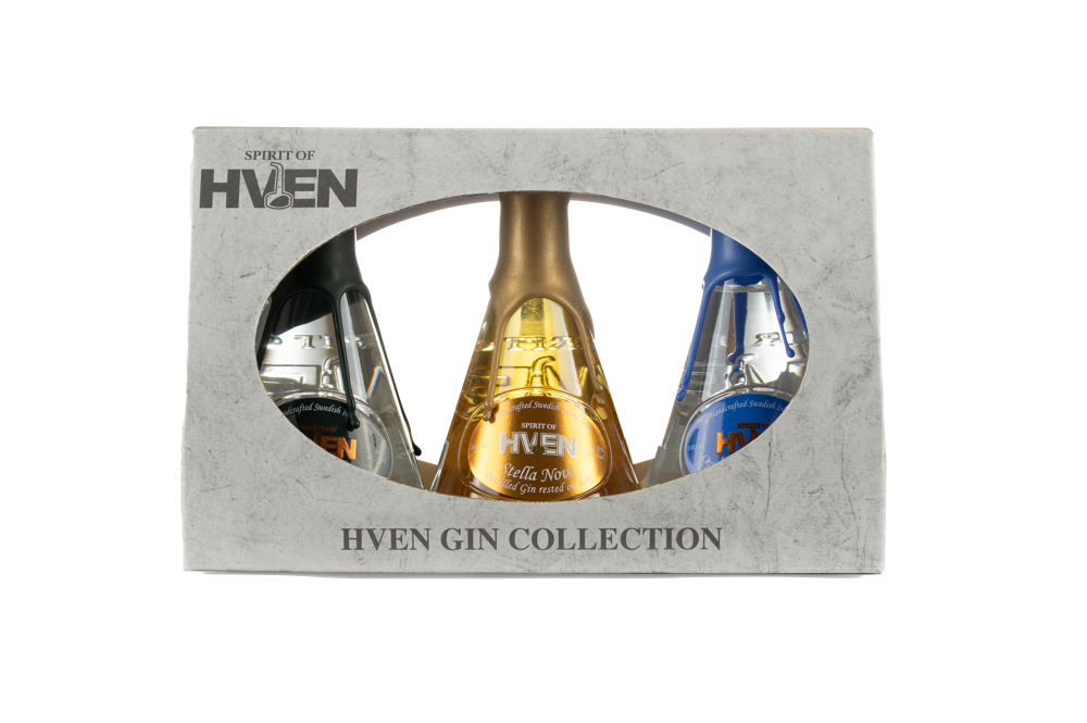 Spirit of Hven Gin Collection: Spirit of Hven Organic Gin, Spirit of Hven Organic Navy Strength Gin, Spirit of Hven Stella Nova Oak Gin