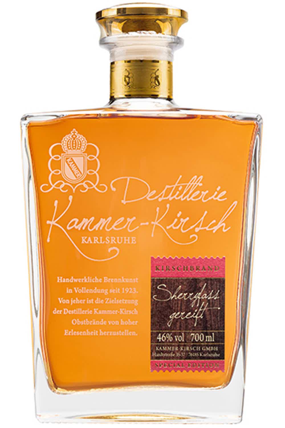 Gourmet Kirschbrand Sherryfass gereift (Fruit Brandy from Cherries aged in Sherry Cask) 46.0% 0.7L, Spirits