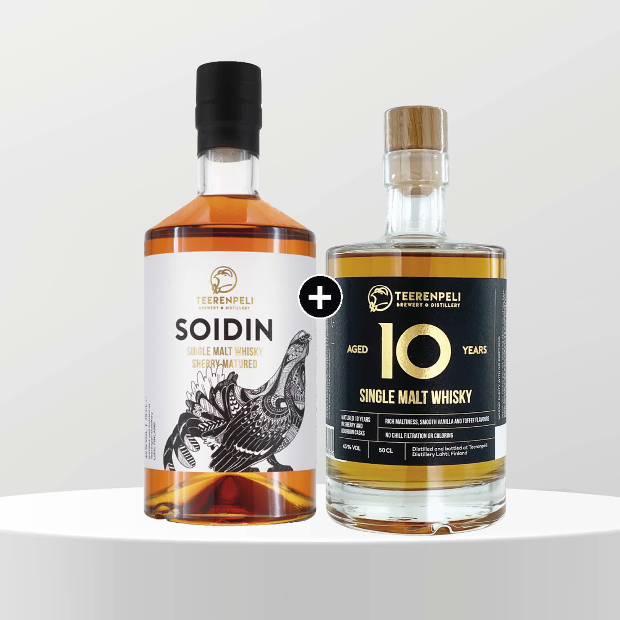TEERENPELI SOIDIN & AGED 10 YEARS BUNDLE: TEERENPELI SOIDIN 40 % 70 cl, TEERENPELI AGED 10 YEARS 43 %, 50 cl