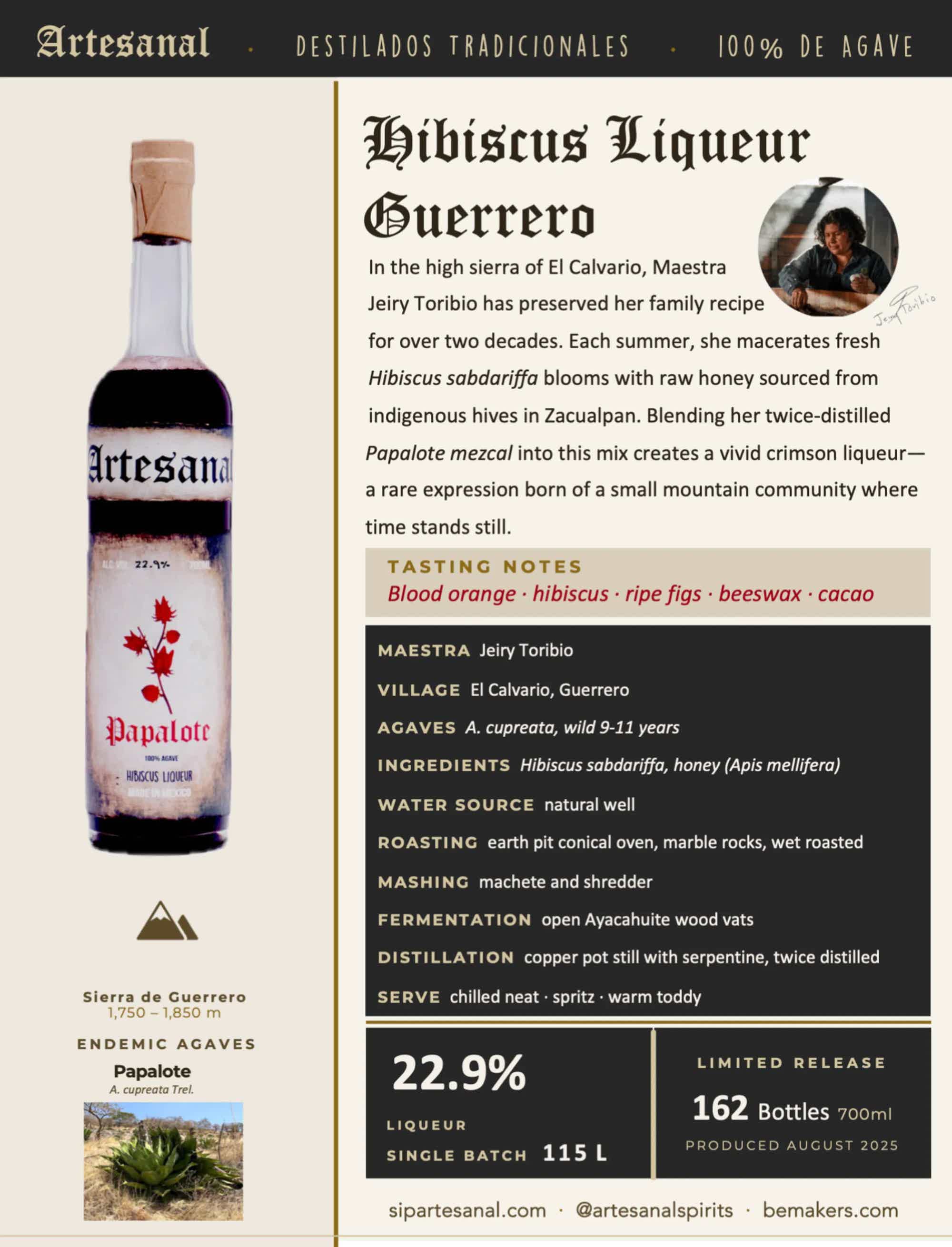 Artesanal Papalote Hibiscus Liqueur 22.9% 0.7L, Spirits