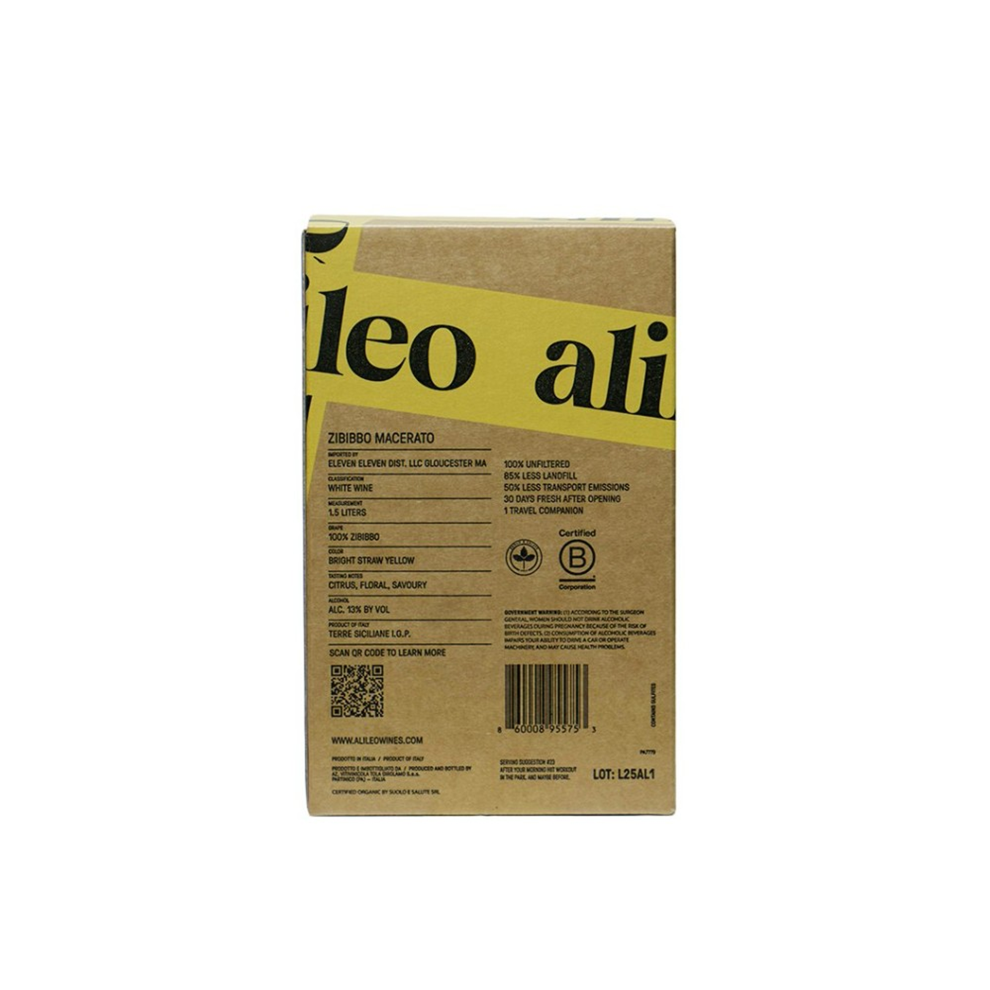 Zibibbo 1.5 Liter Bag in Box Wine 13.5% 1.5L, Wine