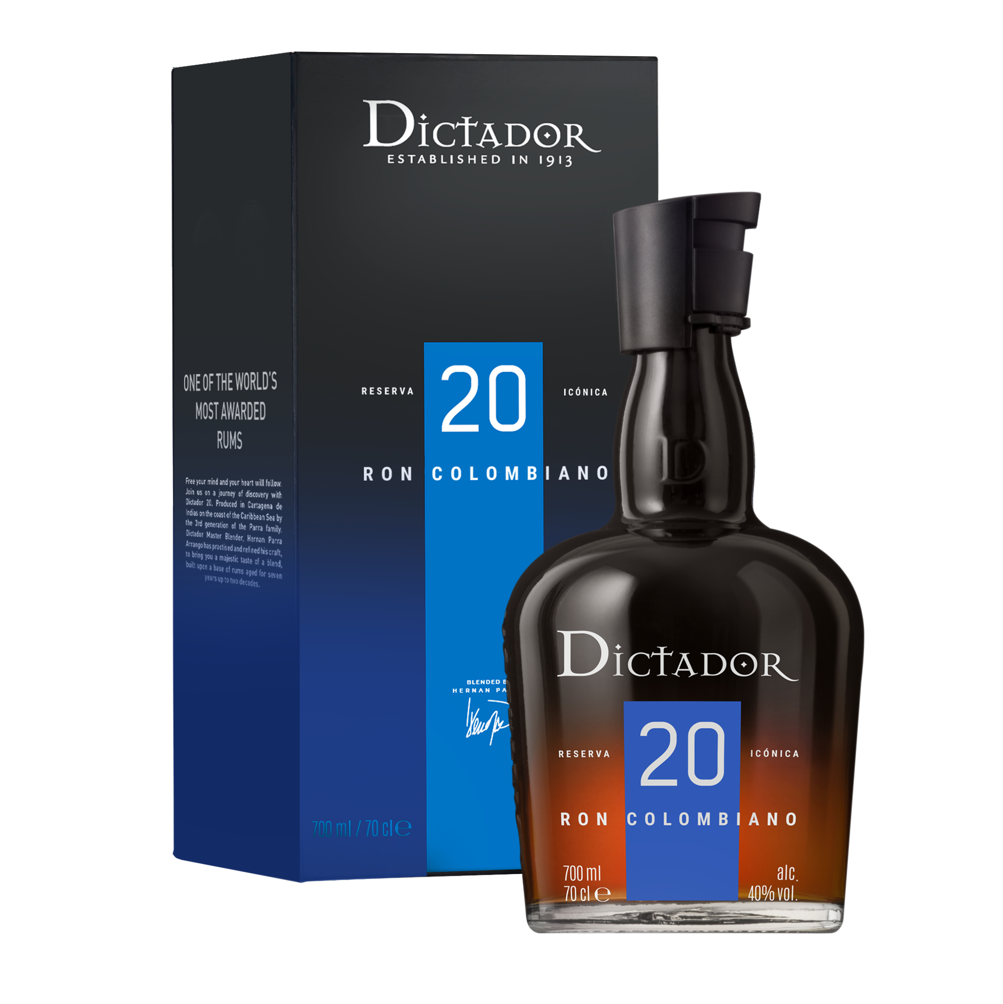Rum Dictador 20 Blend + Giftbox 40.0% 0.7L, Spirits