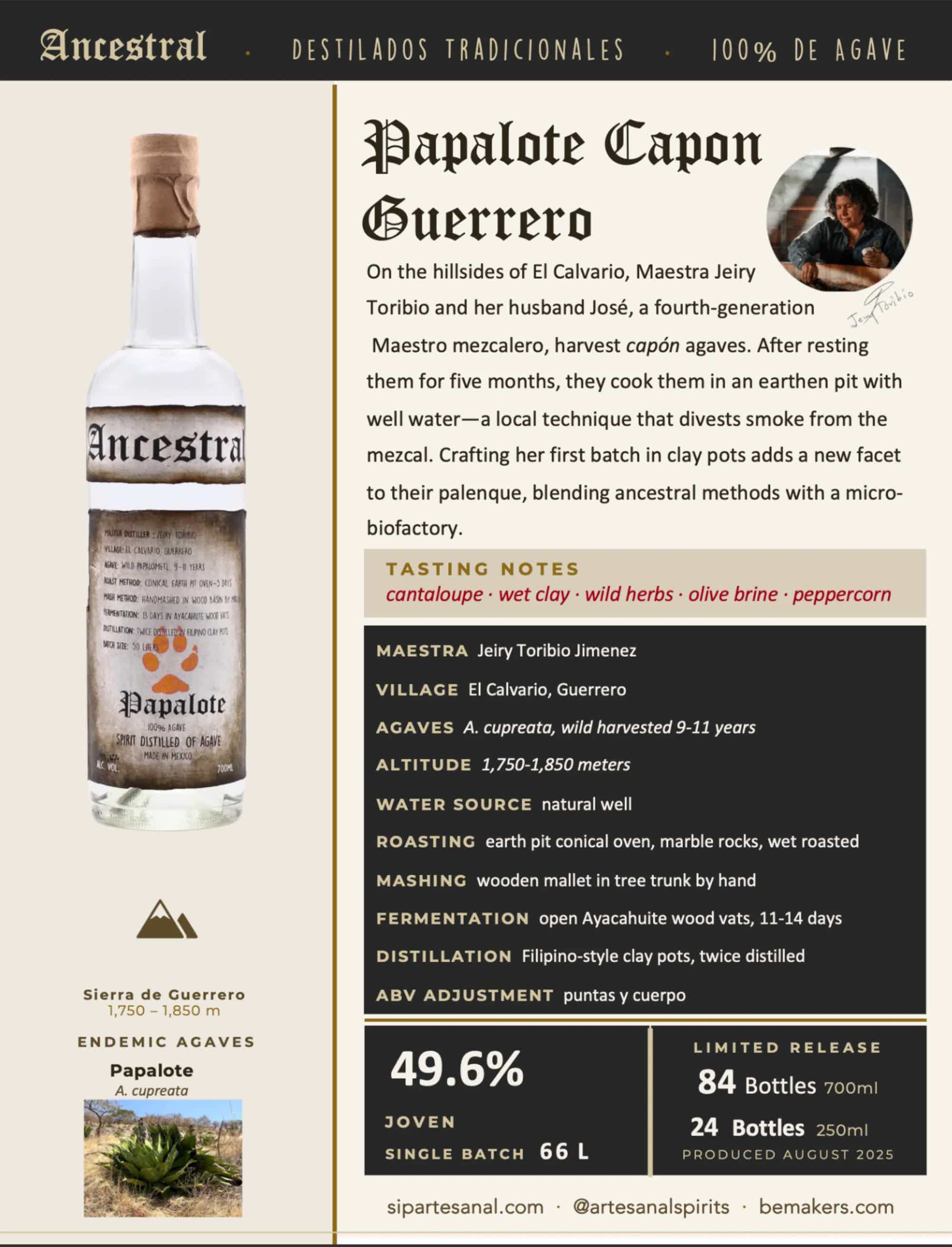 Ancestral Papalote Destilado de Agave Tradicional 49.6% 0.7L, Spirits