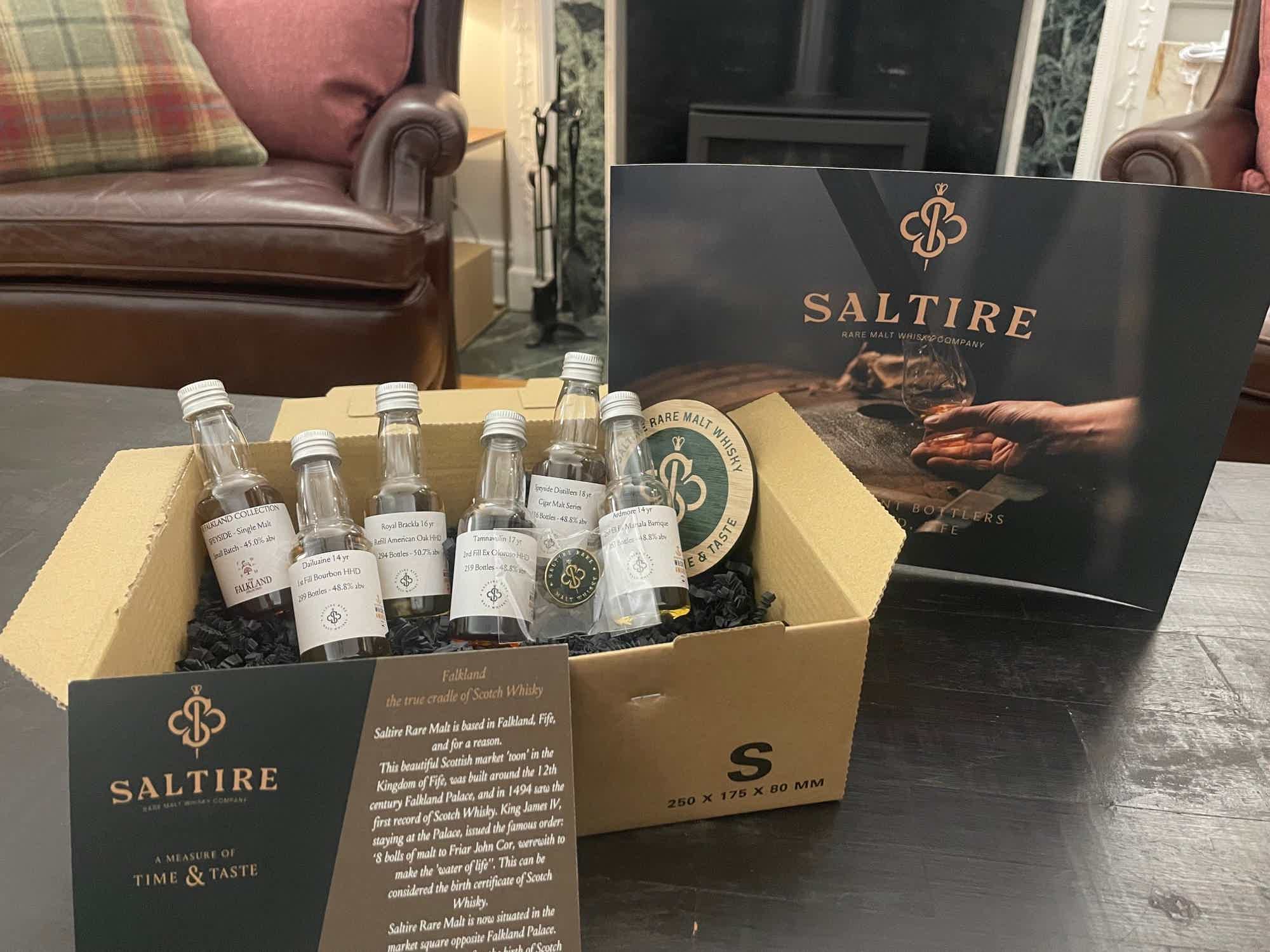 Saltire Rare Malt, Intro Tasting Pack: Royal Brackla 17yo 5cl Mini, Tamnavulin 17yo 5cl Mini, Cigar Malt, Speyside, 18yo, 5cl Mini, Ardmore 14yo, 5cl Mini, Falkland Speyside 5cl, Dailuaine 14yo 5cl mini