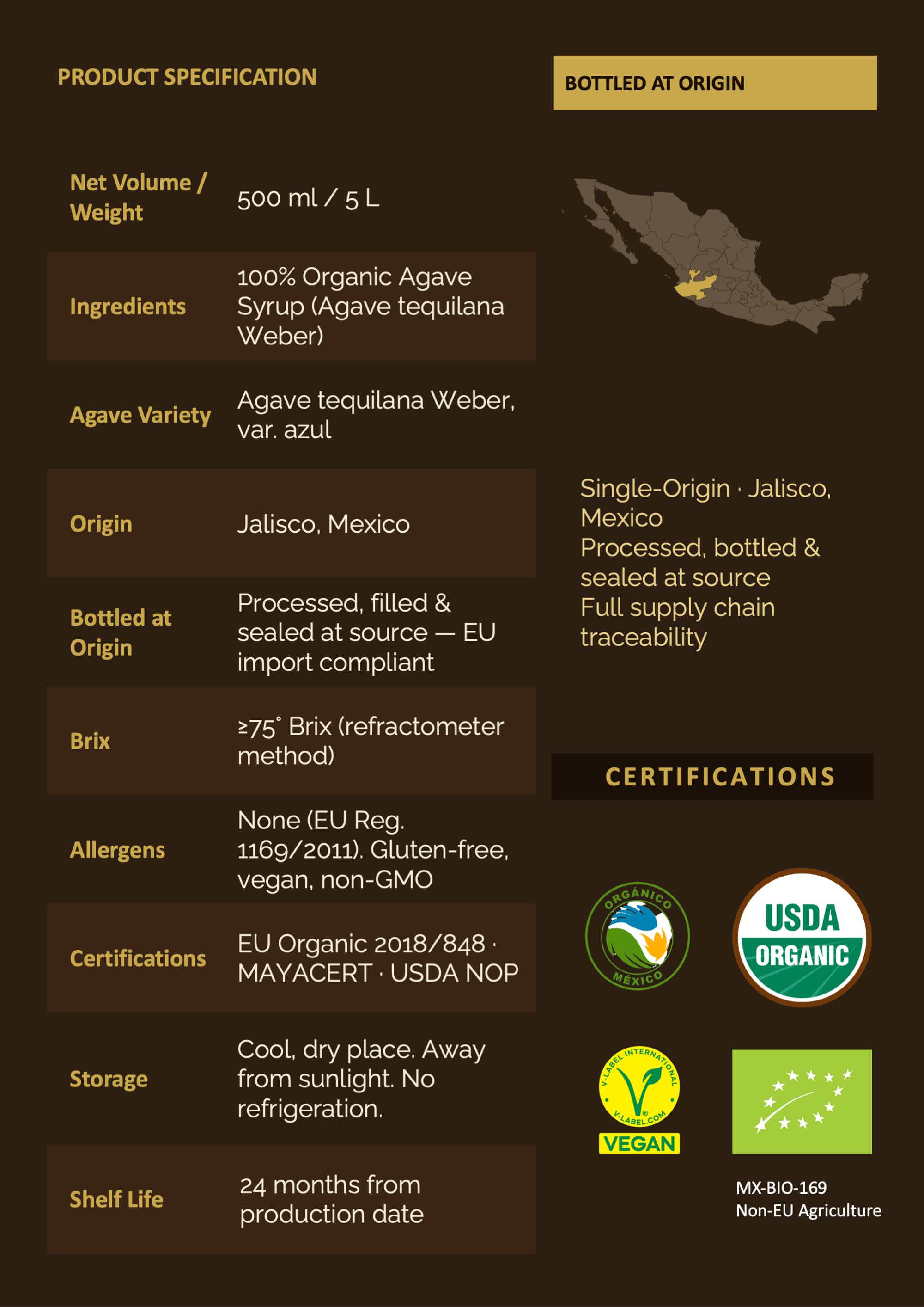 Syrona økologisk agave sirup 500ml | Mexico 0.0% 0.5L, Non alcohol