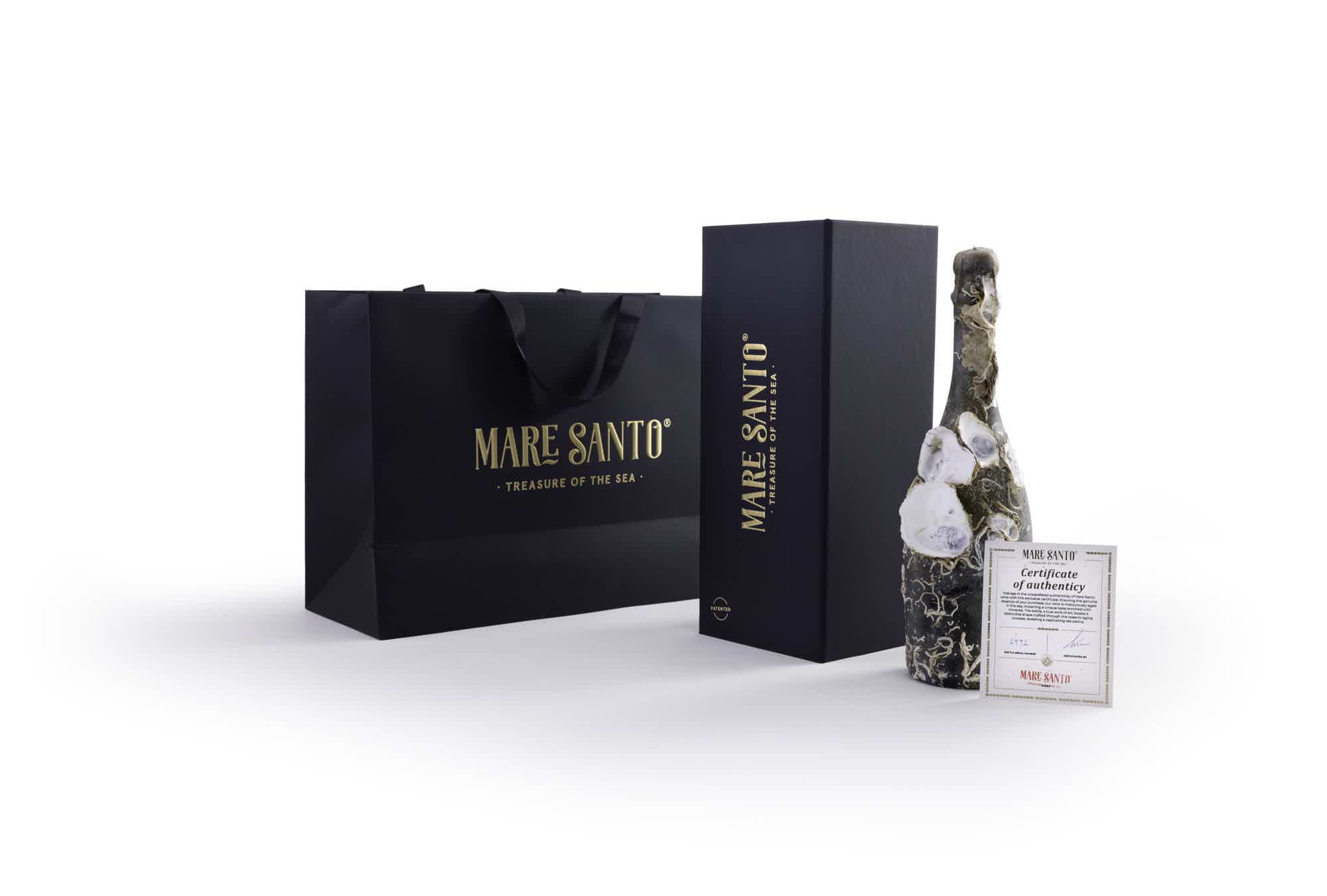 MARE SANTO ROSE + SET OF 6 UNIQUE  SPARKLING WINE GLASSES: Mare Santo Sparkling wine Rosé, MARE SANTO SET OF 6 UNIQUE SPARKLING WINE GLASS