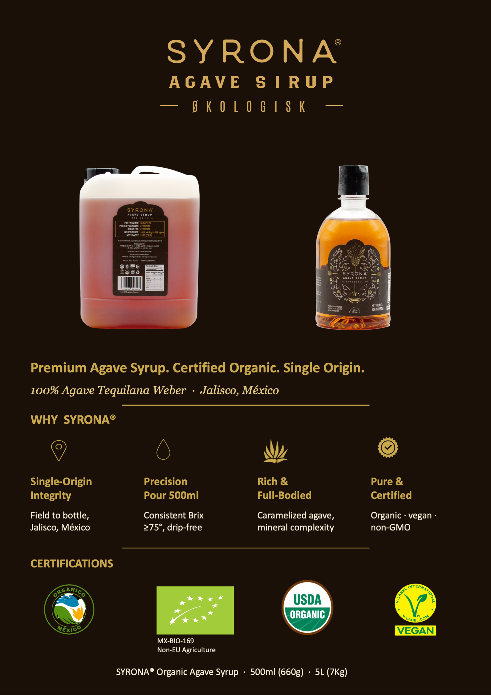 Syrona økologisk agave sirup 5 L | Mexico 0.0% 5.0L, Non alcohol
