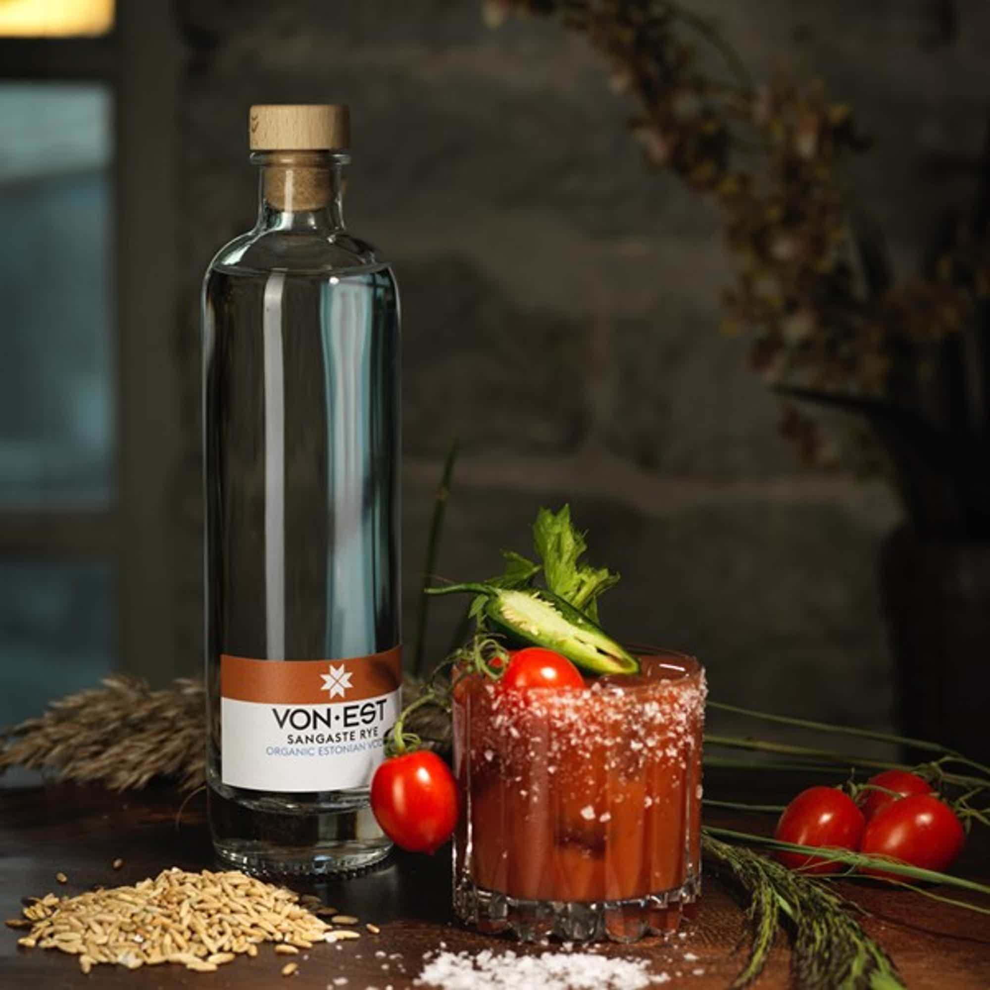 VON EST® Sangaste Rye, Organic Estonian Vodka - 500ml bottle 40.0% 0.5L, Spirits