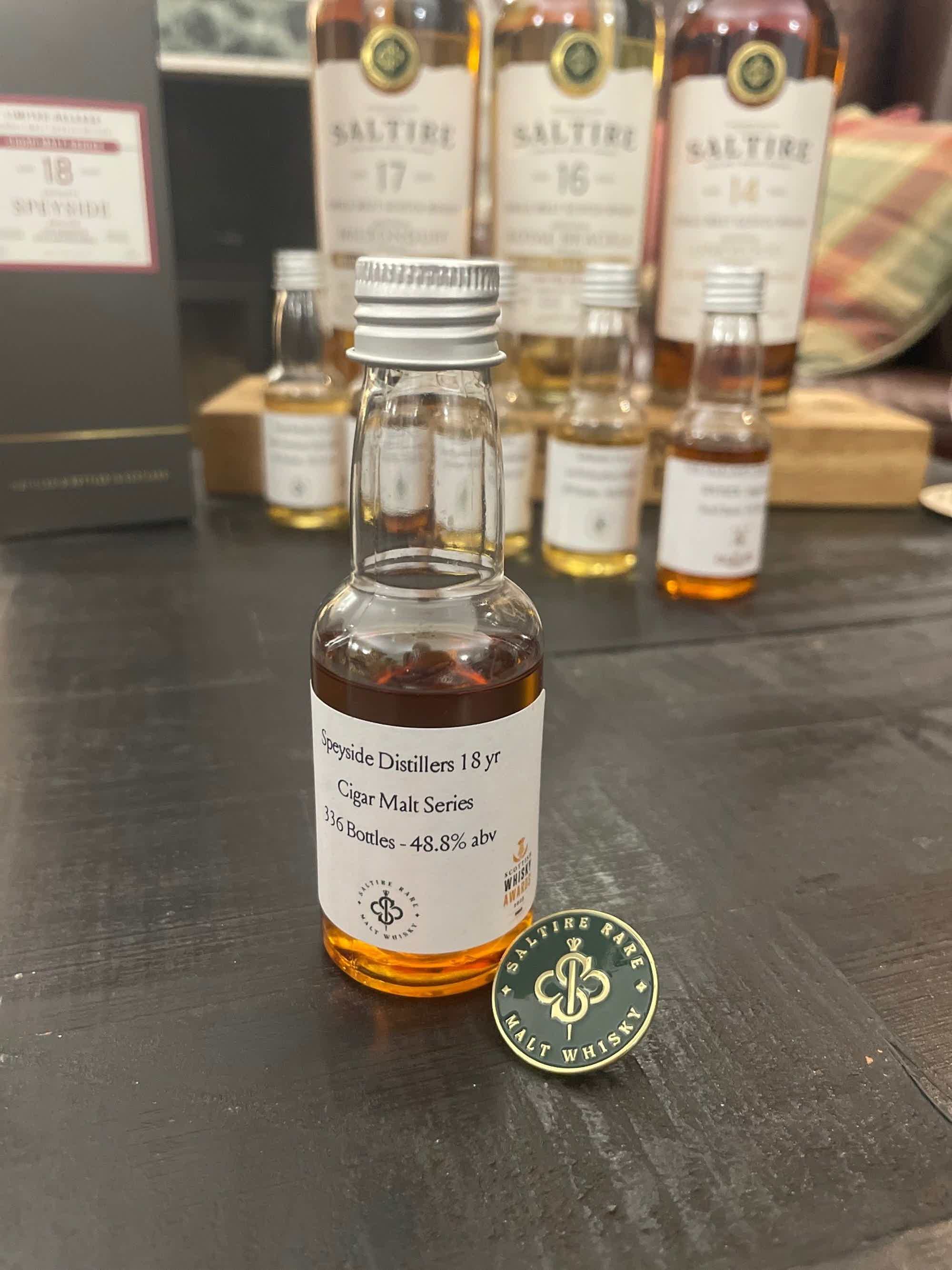 Saltire Rare Malt, Intro Tasting Pack: Royal Brackla 17yo 5cl Mini, Tamnavulin 17yo 5cl Mini, Cigar Malt, Speyside, 18yo, 5cl Mini, Ardmore 14yo, 5cl Mini, Falkland Speyside 5cl, Dailuaine 14yo 5cl mini