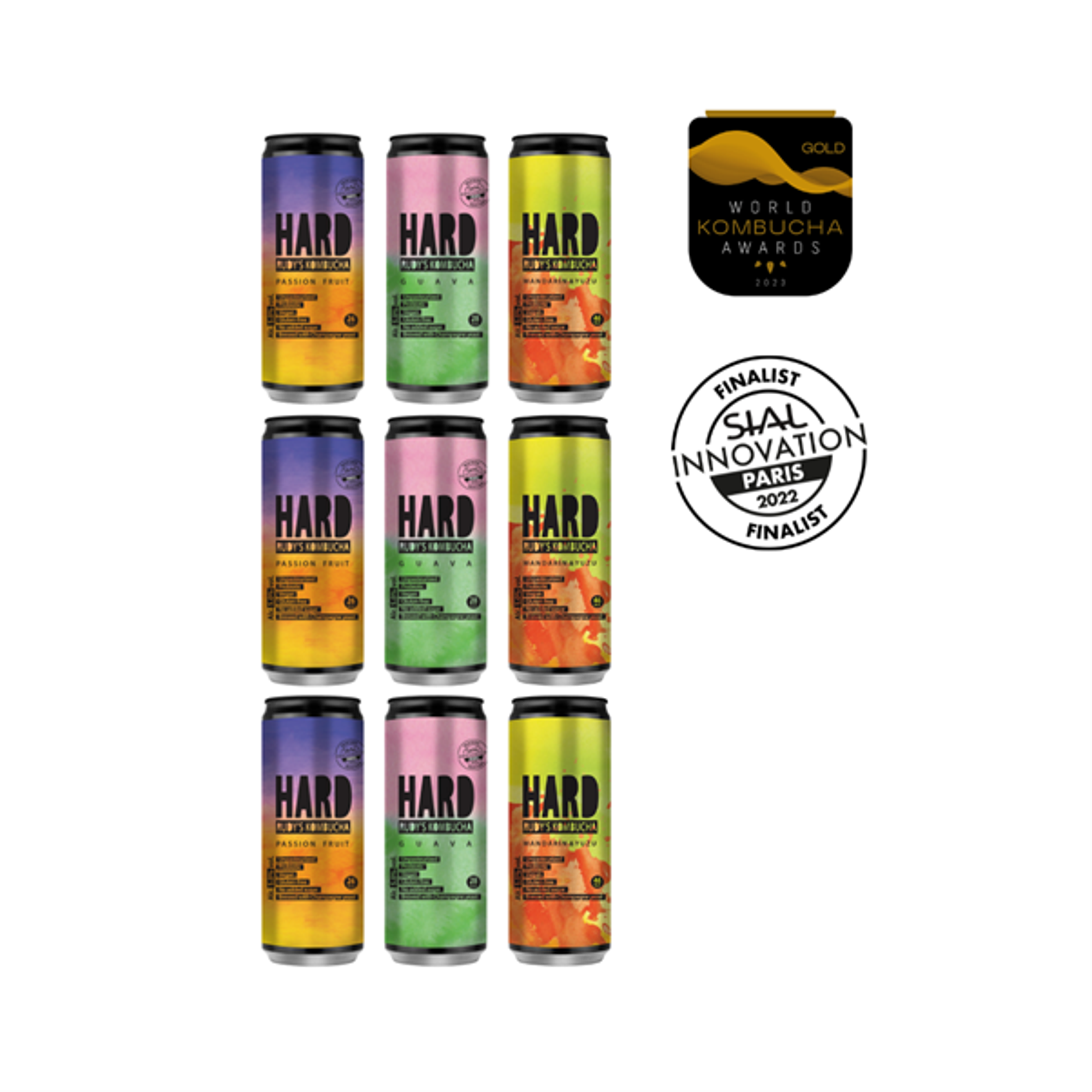 HARD KOMBUCHA SET (9 X 330ML): HARD PASSION FRUIT, HARD MANDARIN & YUZU, HARD GUAVA
