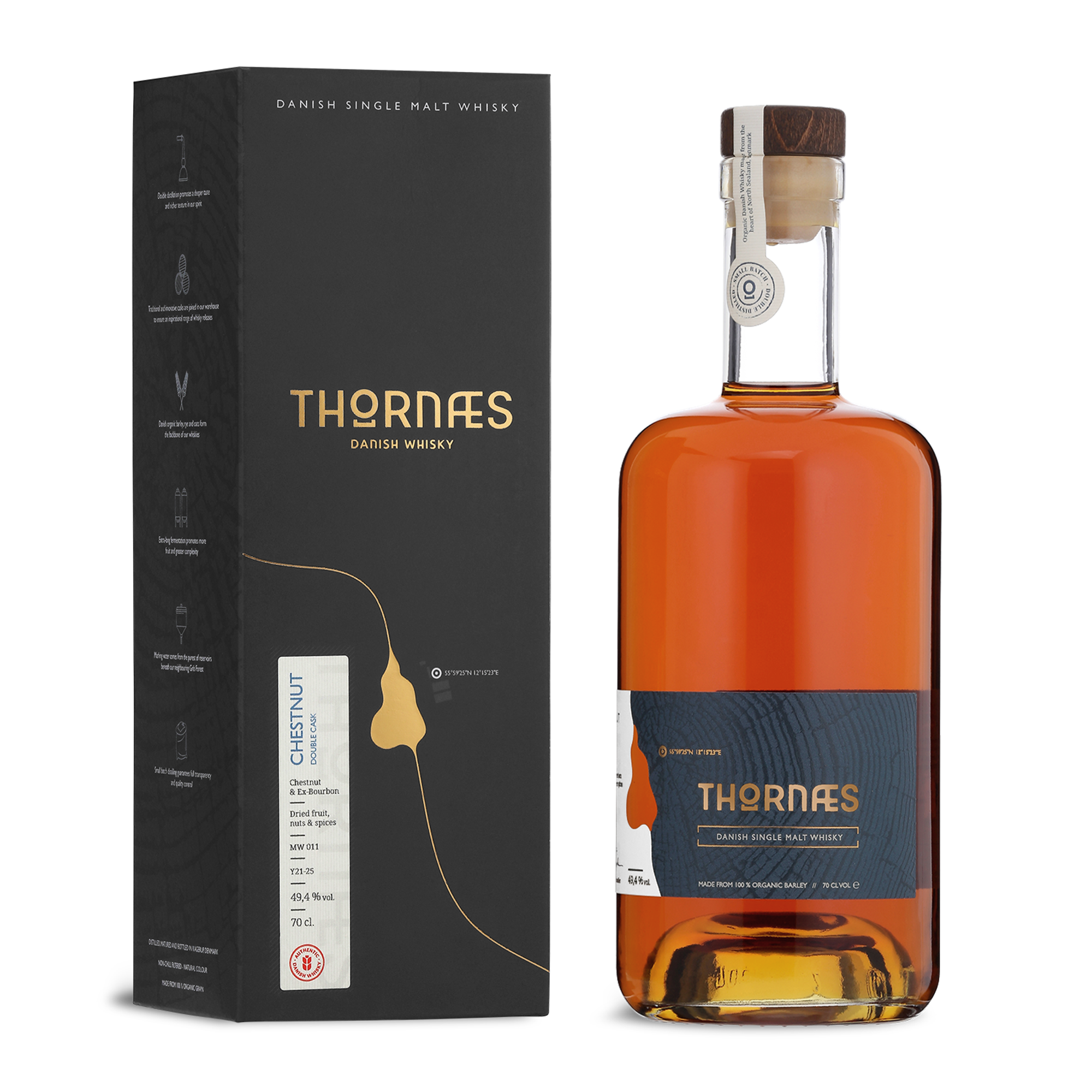 Thornæs Danish Whisky: Chestnut - Double Cask 49.4% 0.7L, Spirits