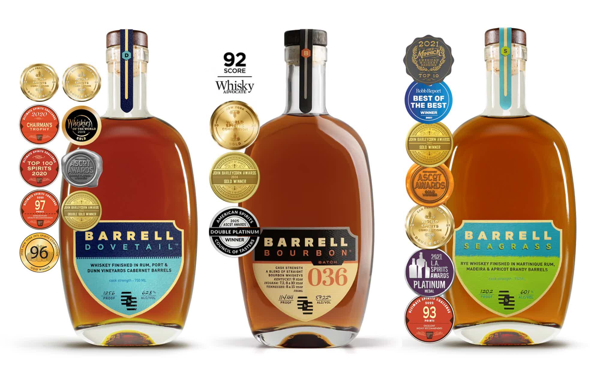 Barrel Craft Spirits Bundle #1: Barrell Dovetail, Barrell Seagrass, Barrell Bourbon - Batch 36