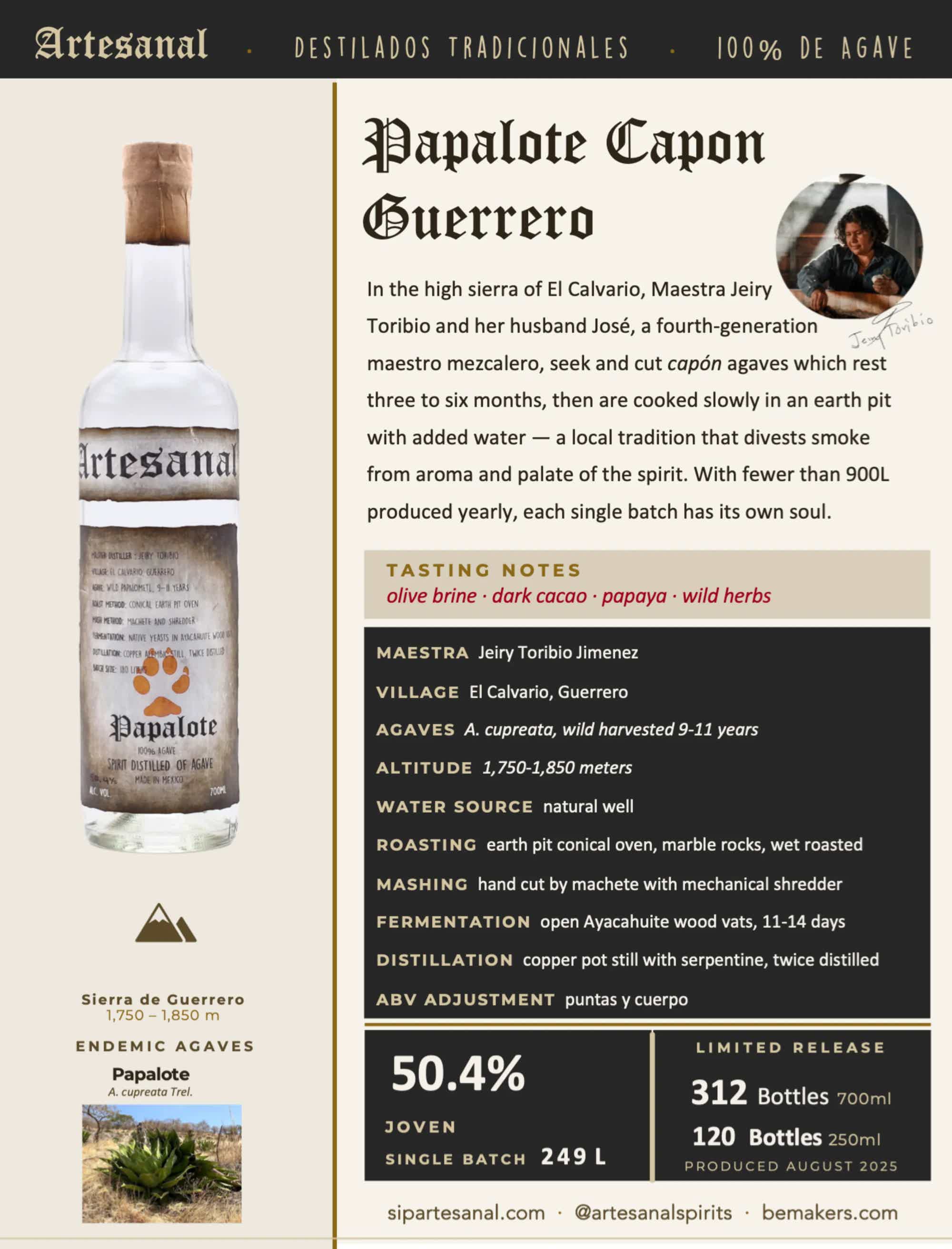Artesanal Papalote Destilado de Agave Tradicional 50.4% 0.7L, Spirits