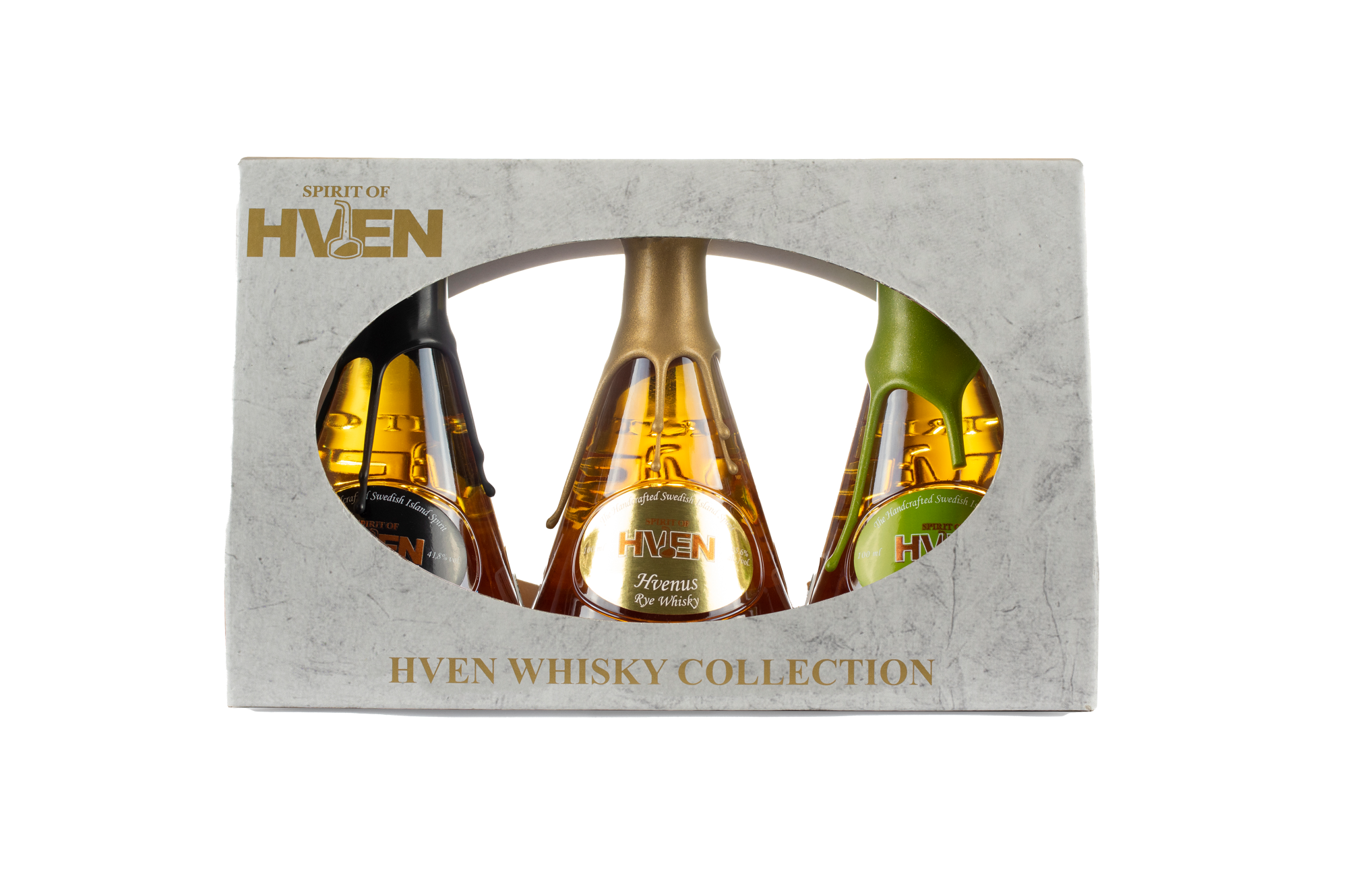Spirit of Hven Whisky Collection: Spirit of Hven Tycho´s Star Single Malt Whisky, Spirit of Hven MerCurious Corn Whisky, Spirit of Hven Hvenus Rye Whisky