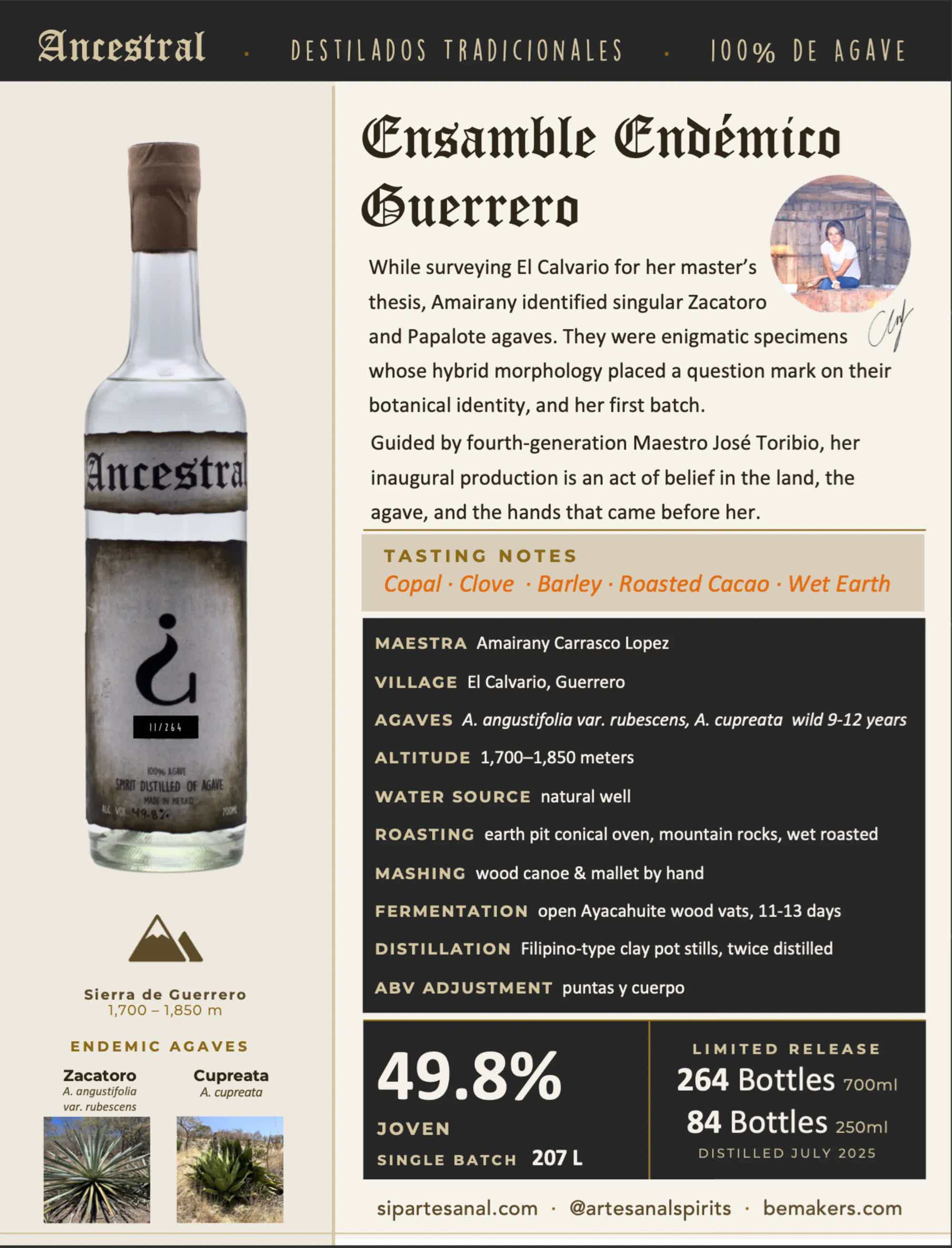 Ancestral Ensamble Endemico Destilado de Agave Tradicional 49.8% 0.7L, Spirits
