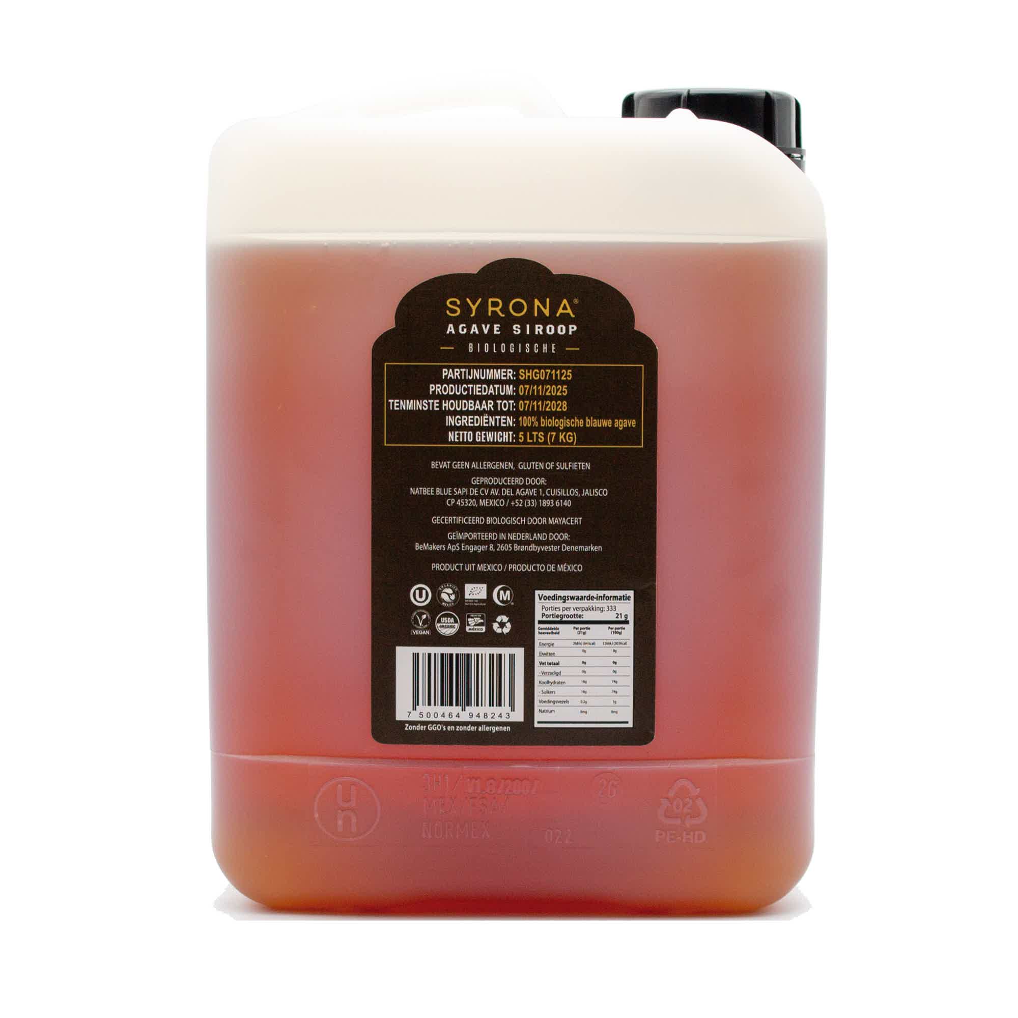 Syrona biologische agavesiroop 5L | Mexico 0.0% 5.0L, Non alcohol