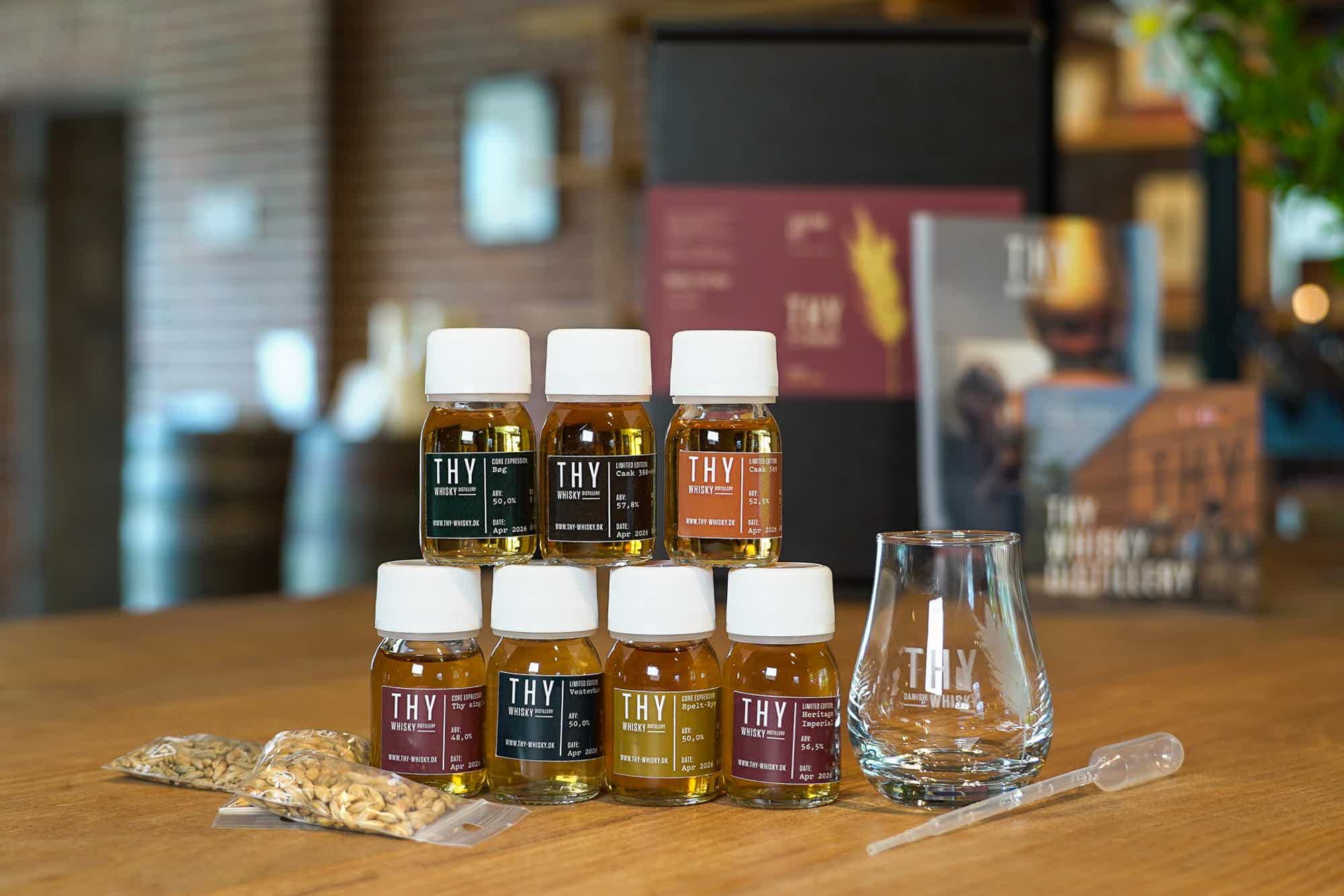 Online tasting set (September 2026): Thy, sample 3 cl, Sample - Bøg (3cl), Sample: Heritage Barley - Imperial Vintage 2020, Sample - Spelt-Rye (3cl), Sample: Vesterhav, Sample: Cask 388+664, Sample: Cask 569