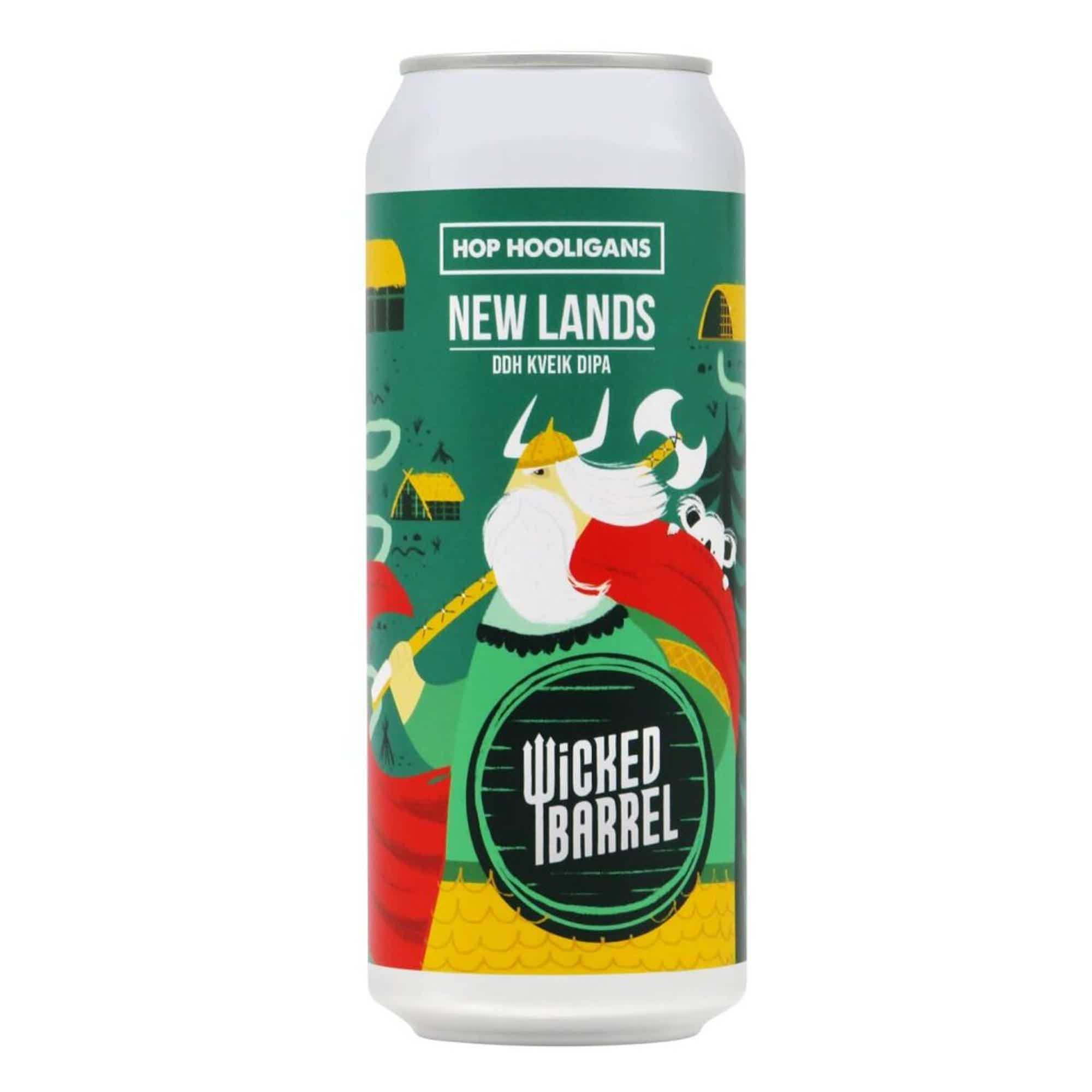Hop Hooligans/Wicked Barrel New Lands DDH Kveik Double IPA 0,5l 7.5% 0.5L, Beer