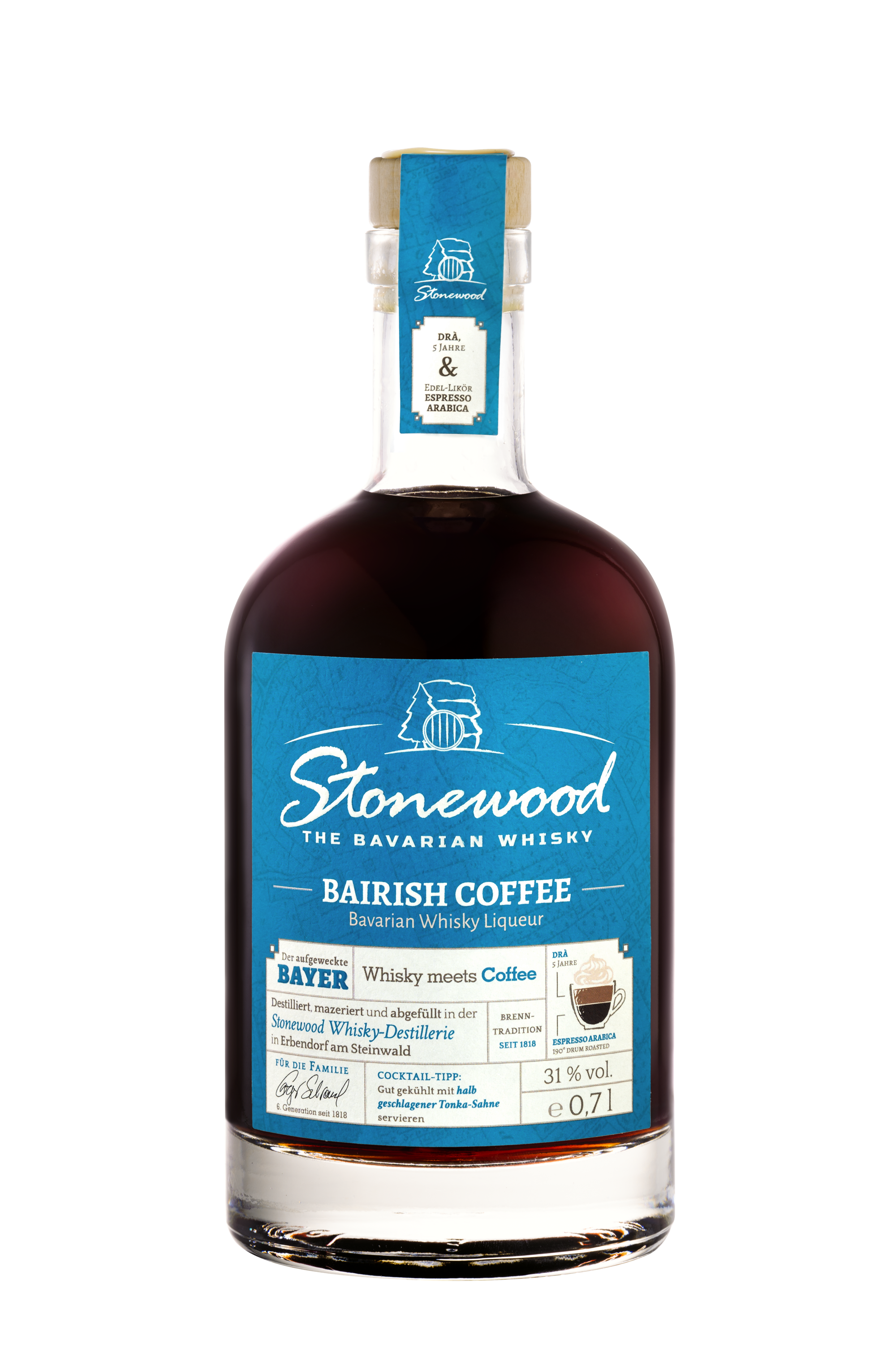 Stonewood Bairish Coffee - 0,7 l - Bavarian Whisky Espresso Liqueur 31.0% 0.7L, Spirits