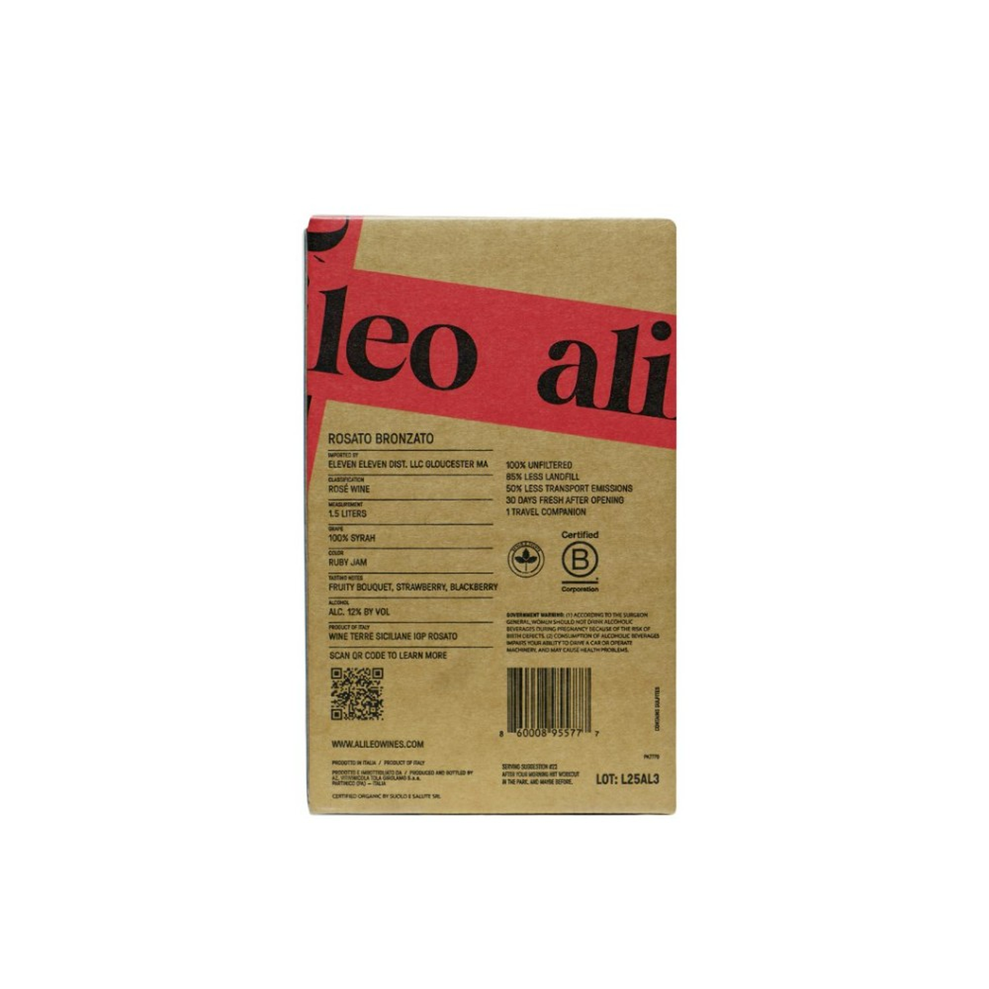 Rosato Bronzato 1.5 Liter Bag in Box wine 13.5% 1.5L, Wine