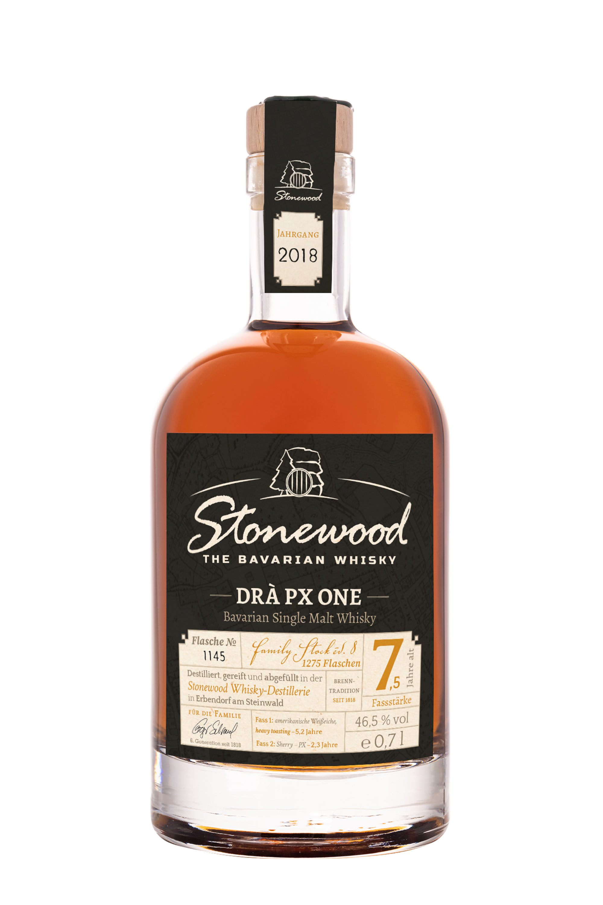 Stonewood Drà PX One - 0,7 l - Single Malt Whisky - 7,5 years - PX Cask Finish - Cask Strength - strictly limited 46.5% 0.7L, Spirits