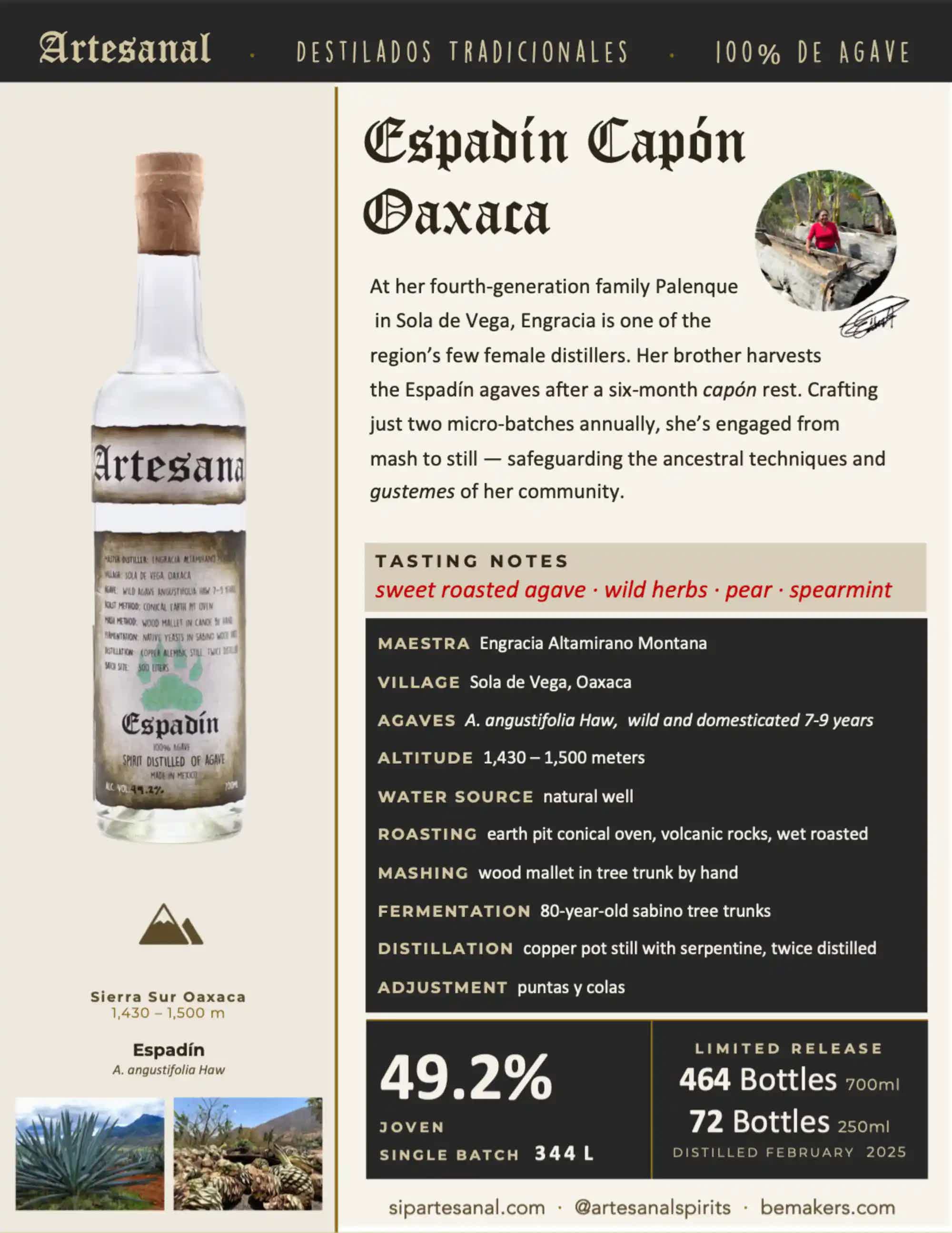Artesanal Espadin Destilado de Agave Tradicional 49.2% 0.7L, Spirits