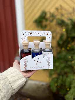 Kalevala Gin Six Pack: Kalevala London Dry Gin (0,1L), Kalevala Ruby Gin (0,1L), Kalevala Blue Label Gin (0,1L)