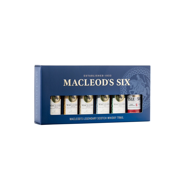 Macleod's Six Regional Malt & Blend 6x5cl: Isle of Skye Blended Scotch Whisky 8 Years, Macleod's Highland Single Malt Scotch Whisky, Macleod's Lowland Single Malt Scotch Whisky, Macleod's Islay NAS Single Malt Scotch Whisky, Macleod's Speyside Single Malt Scotch Whisky, Macleod's Island Single Malt Scotch Whisky