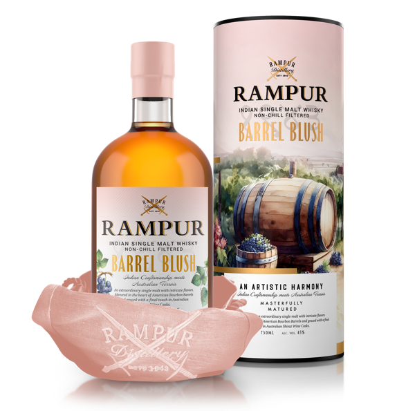 Rampur Barrel Blush Indian Single Malt Whisky + giftbox 45.0% 0.7L, Spirits